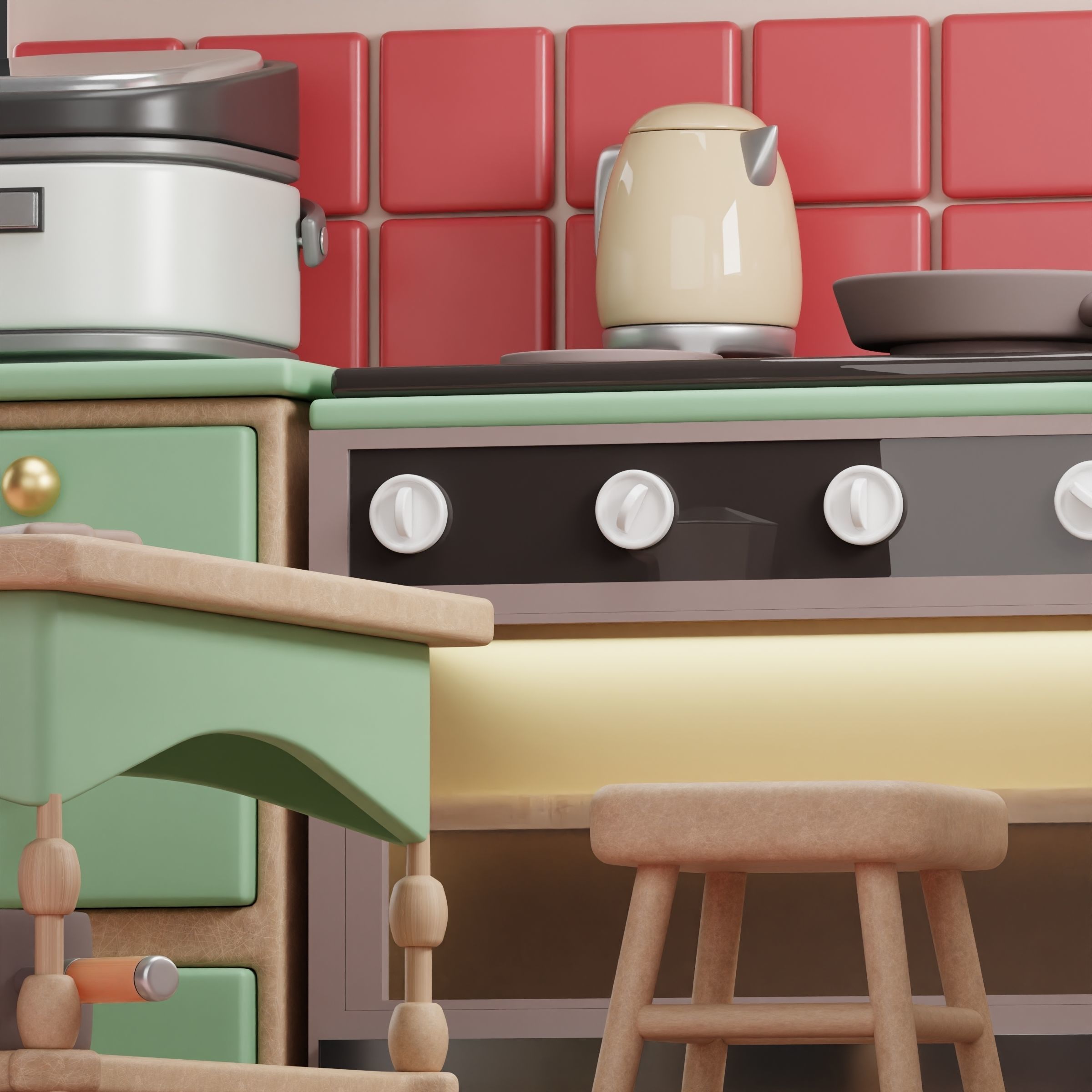 Cozy kitchen 3D model_2