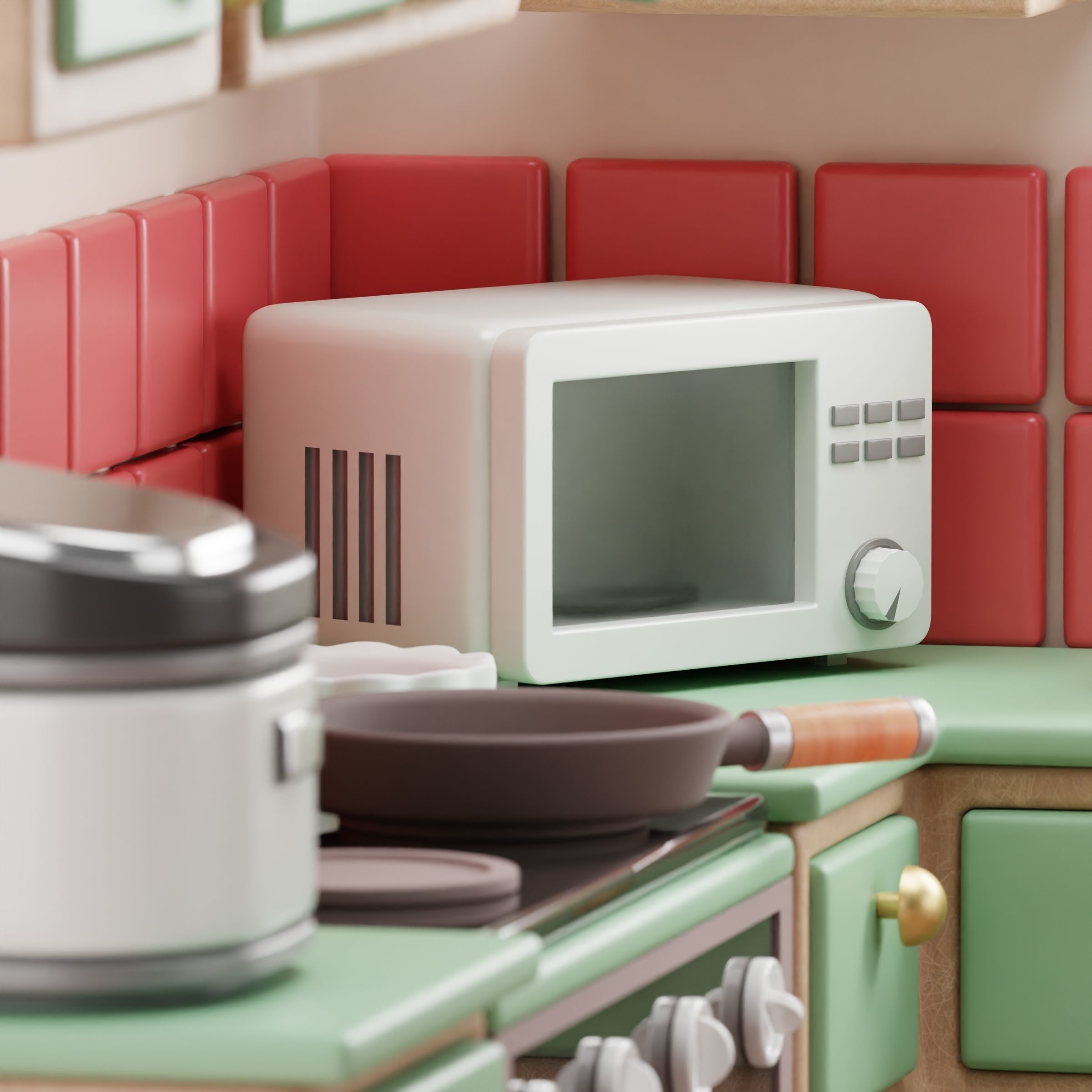 Cozy kitchen 3D model_1