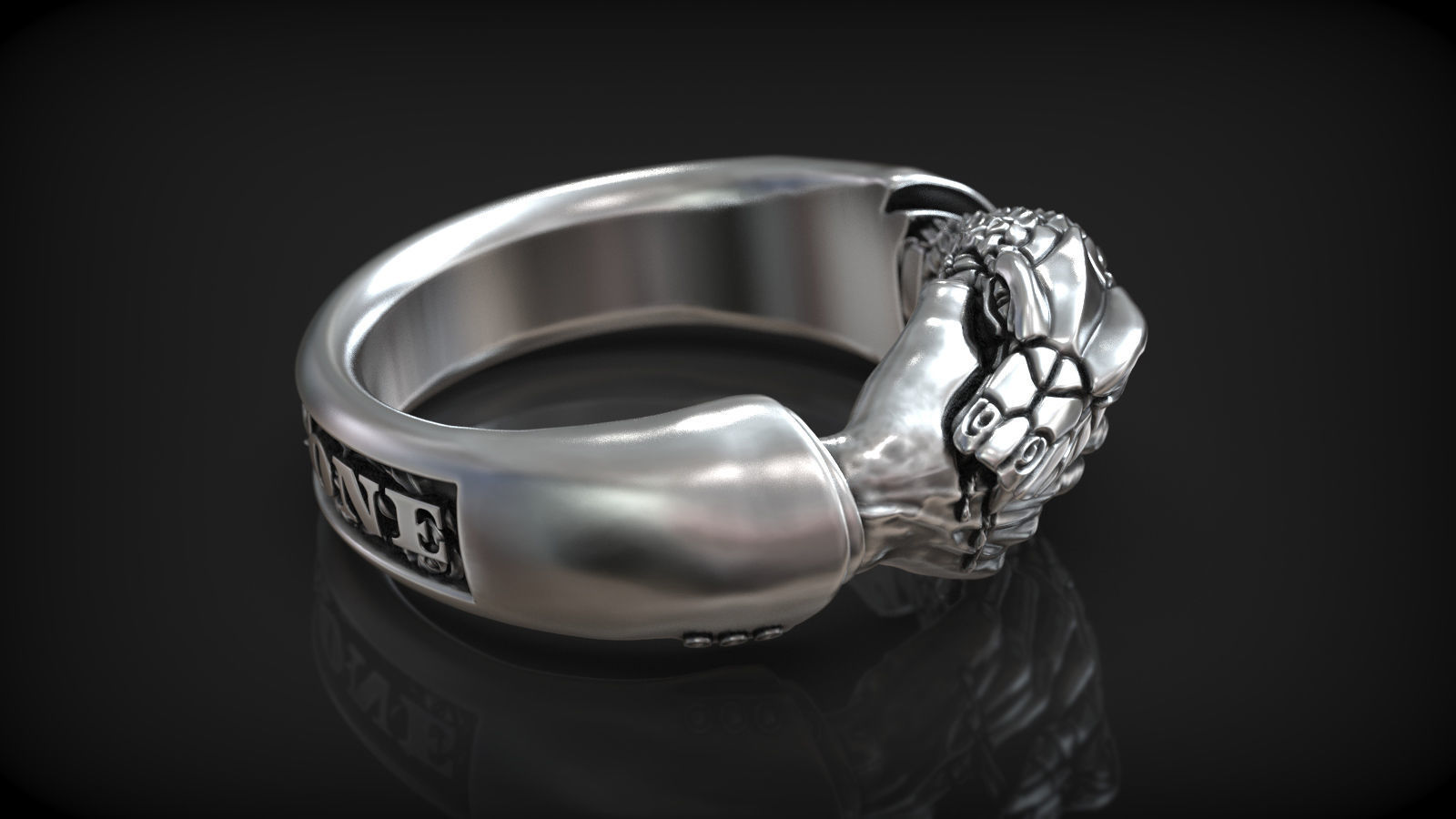 Handshake Trust No One Snake and Hand Man Ring 3D print model_4