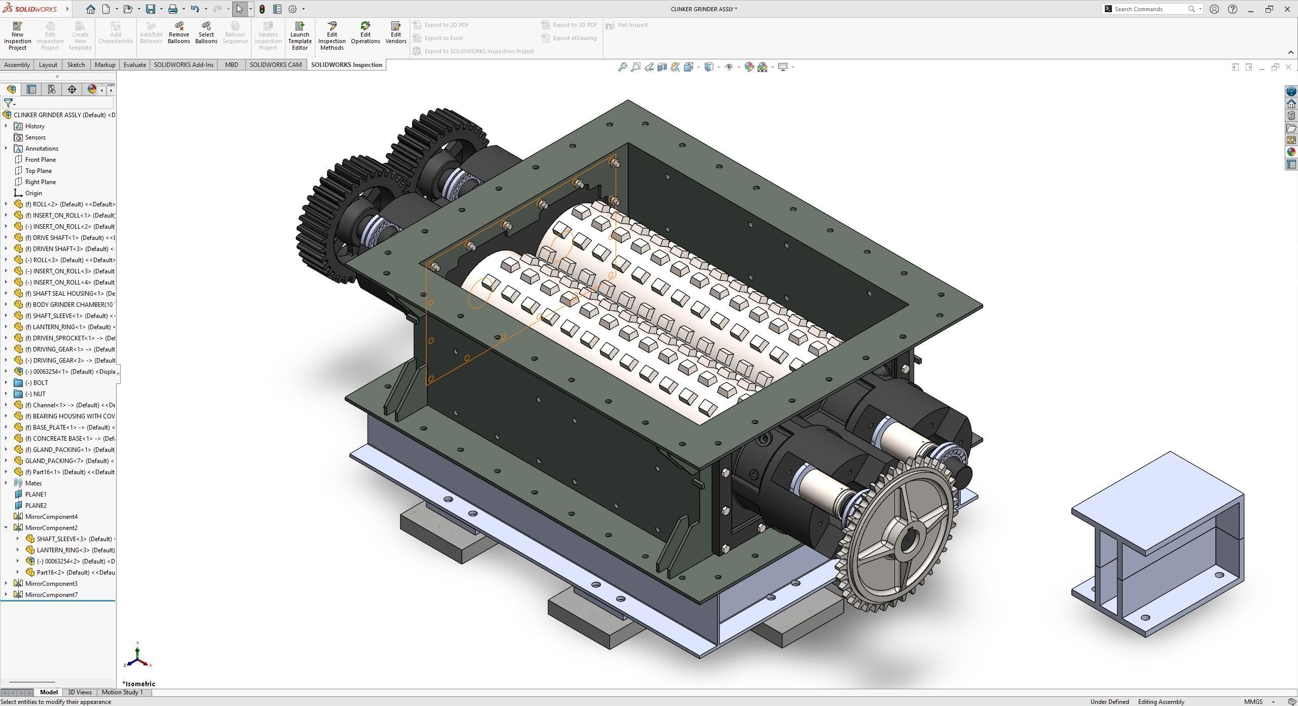 Stone crusher-CLINKER GRINDER ASSLY 3D print model_9