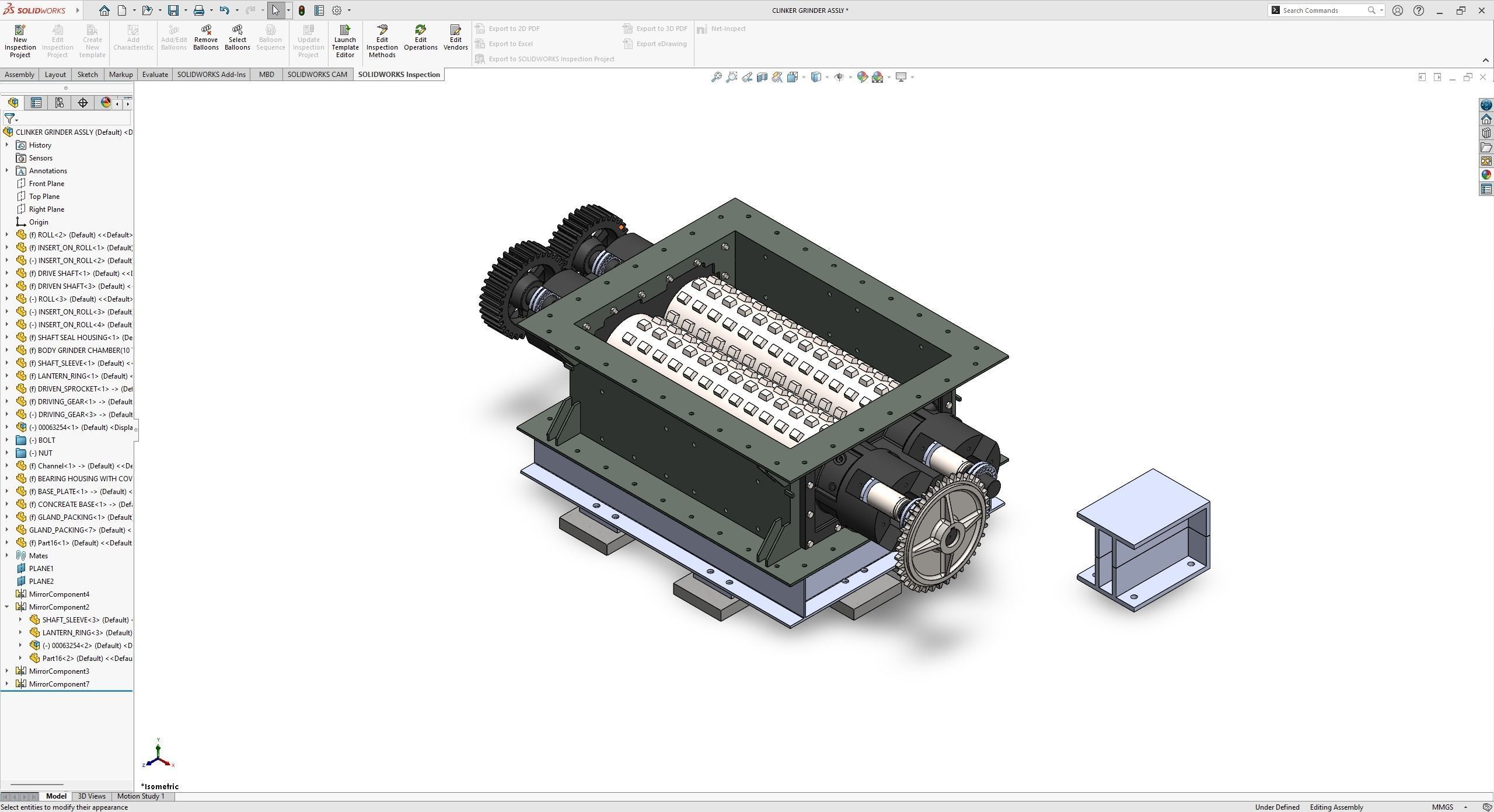 Stone crusher-CLINKER GRINDER ASSLY 3D print model_11
