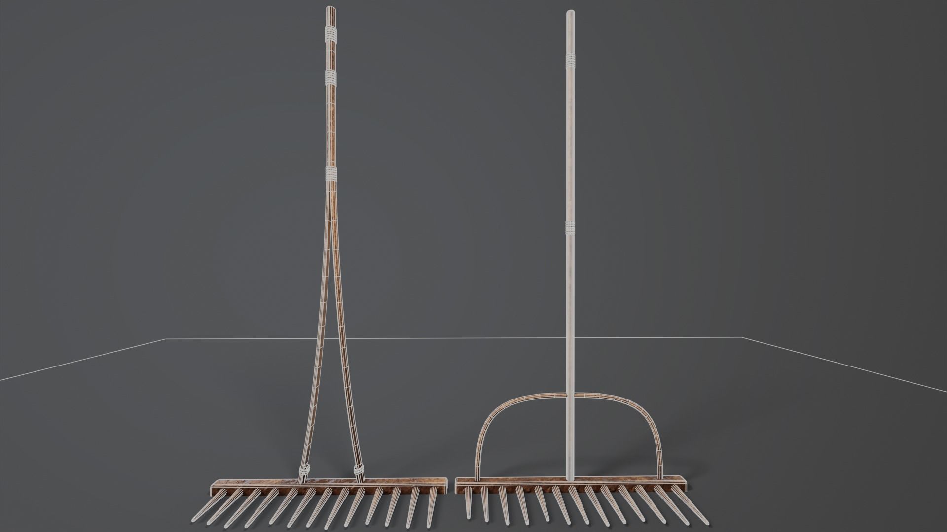 3D model Medieval Farm Rakes Set VR / AR / low-poly | CGTrader
