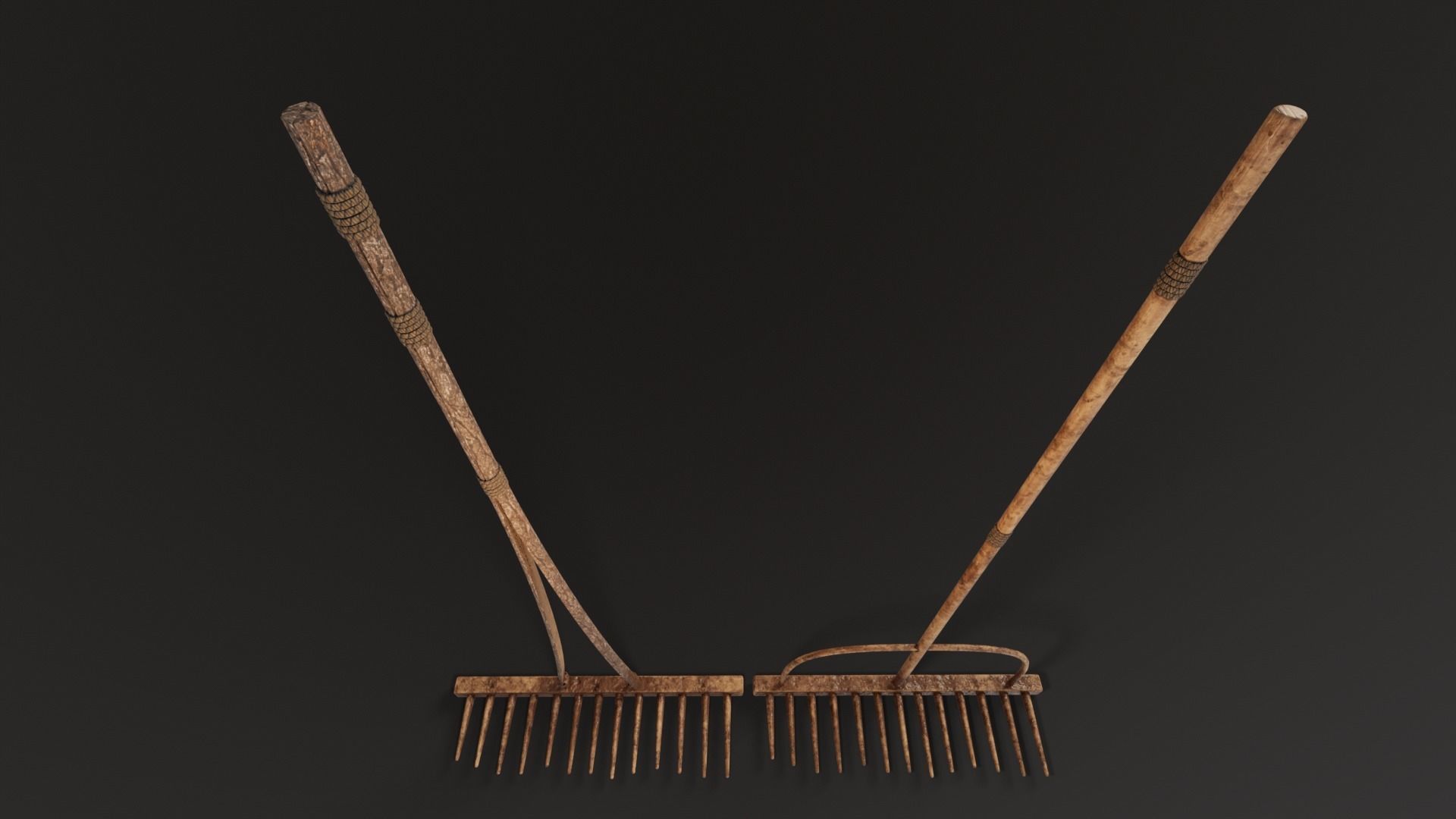3D model Medieval Farm Rakes Set VR / AR / low-poly | CGTrader