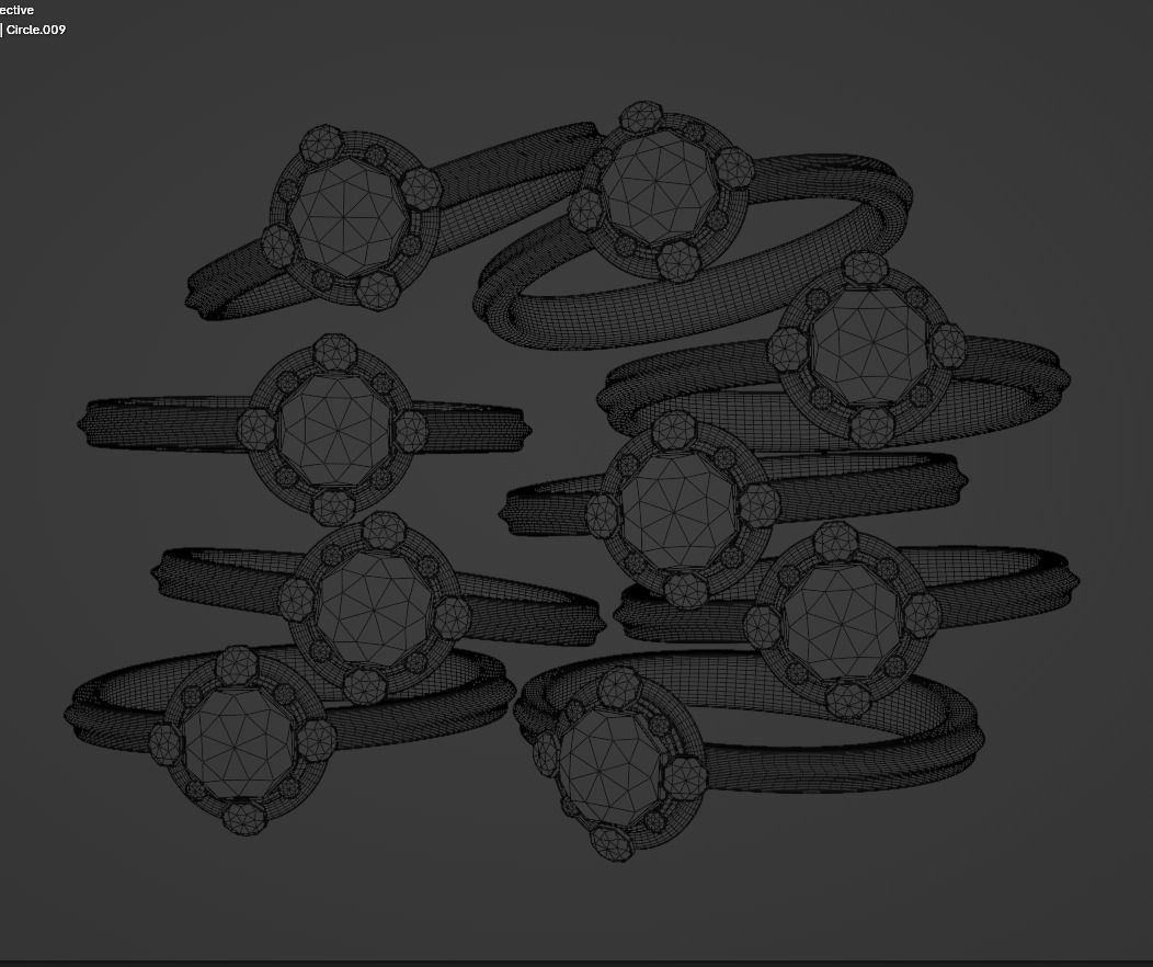 Princess Elena Gold Rings Set 3D model_6