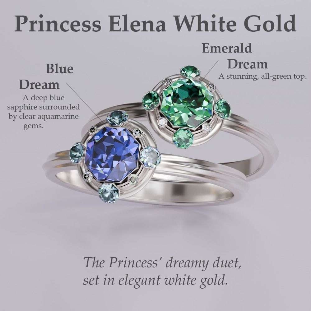 Princess Elena Gold Rings Set 3D model_4