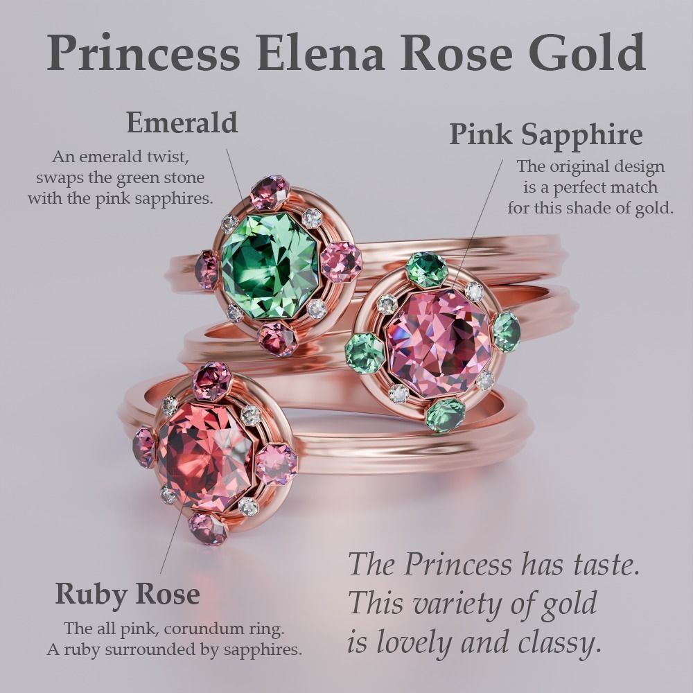Princess Elena Gold Rings Set 3D model_3