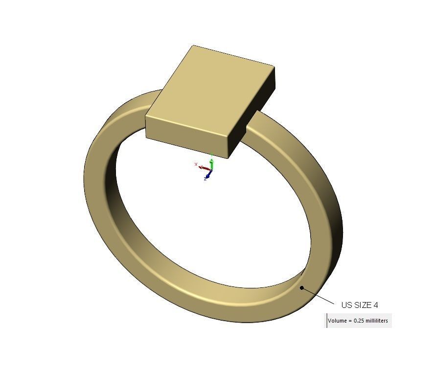 Rectangular shaped ring US sizes 4to9 3D print model_17