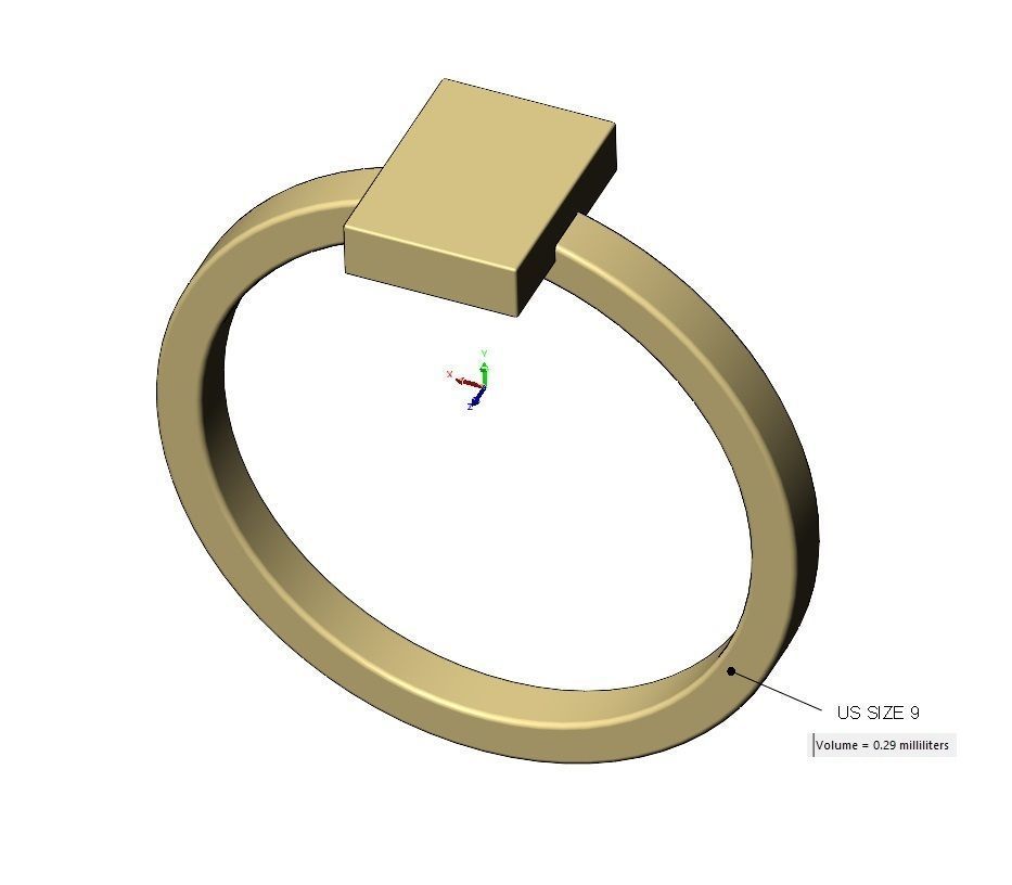 Rectangular shaped ring US sizes 4to9 3D print model_13
