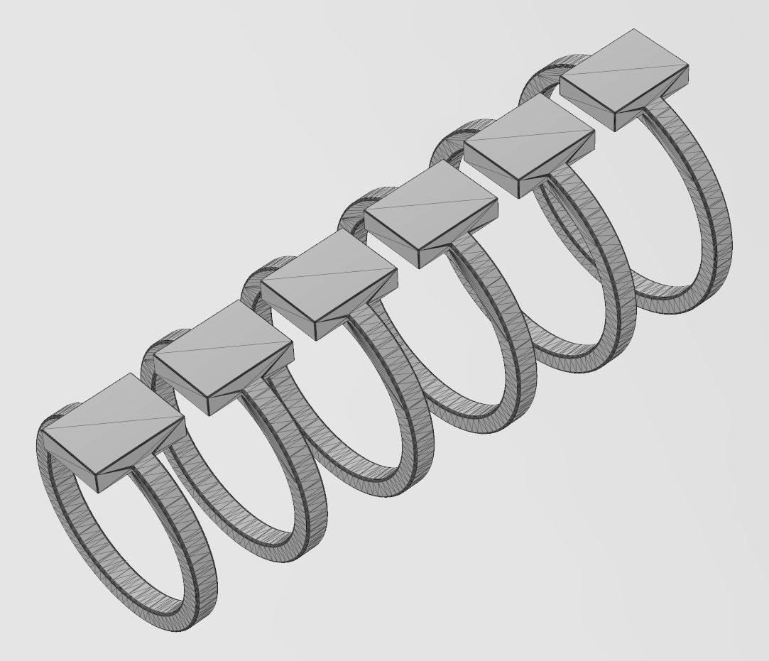 Rectangular shaped ring US sizes 4to9 3D print model_14