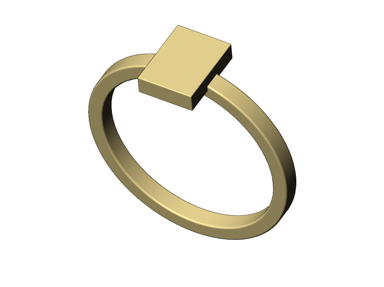 Rectangular shaped ring US sizes 4to9 3D print model_6