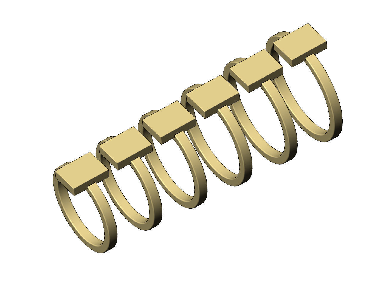 Rectangular shaped ring US sizes 4to9 3D print model_5