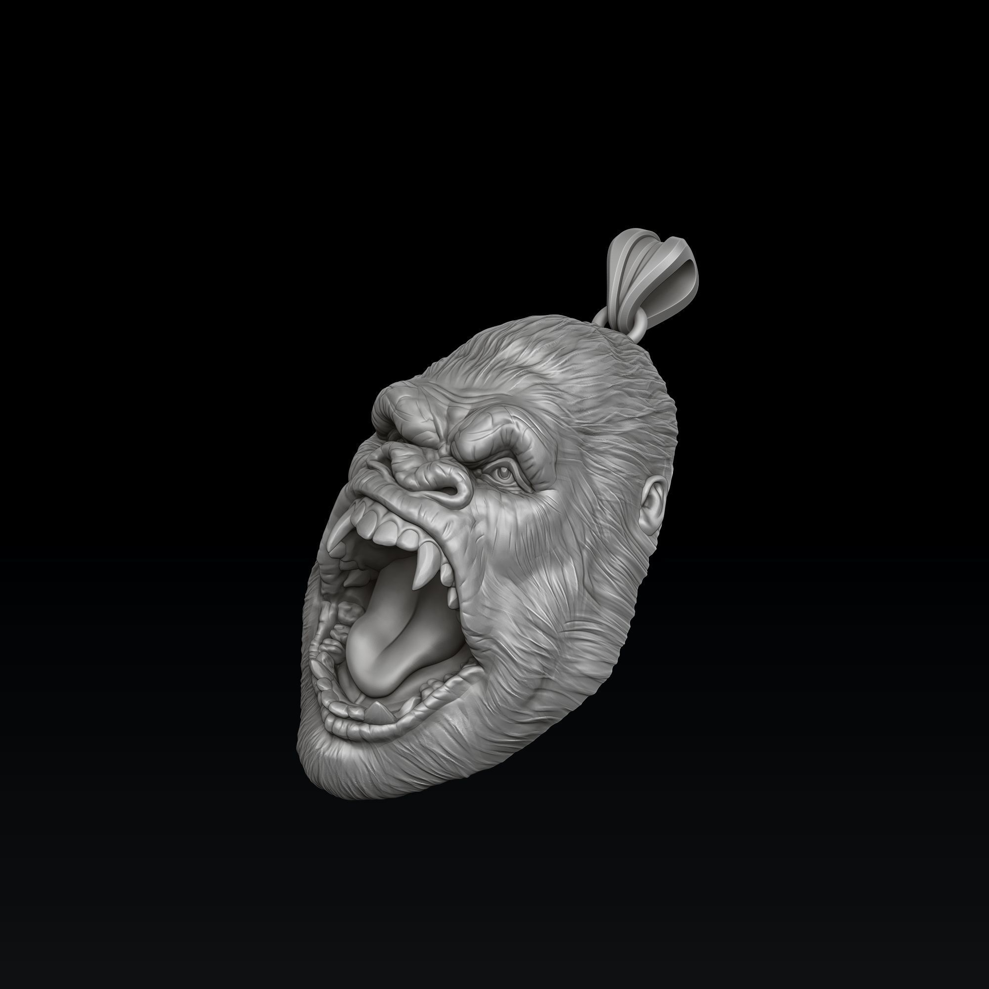Gorilla Head Pendant V2 3D print model_6
