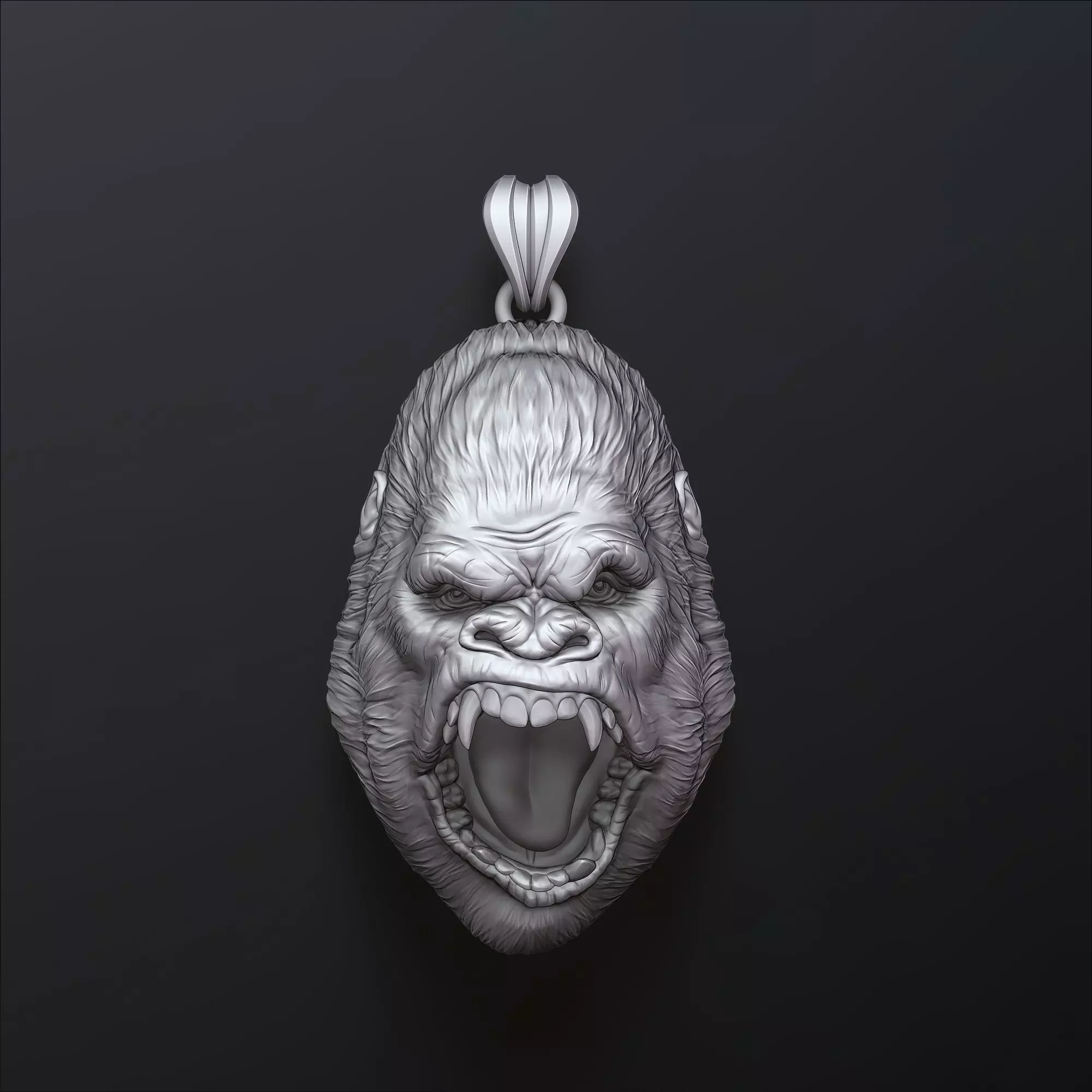 Gorilla Head Pendant V2 3D print model_0