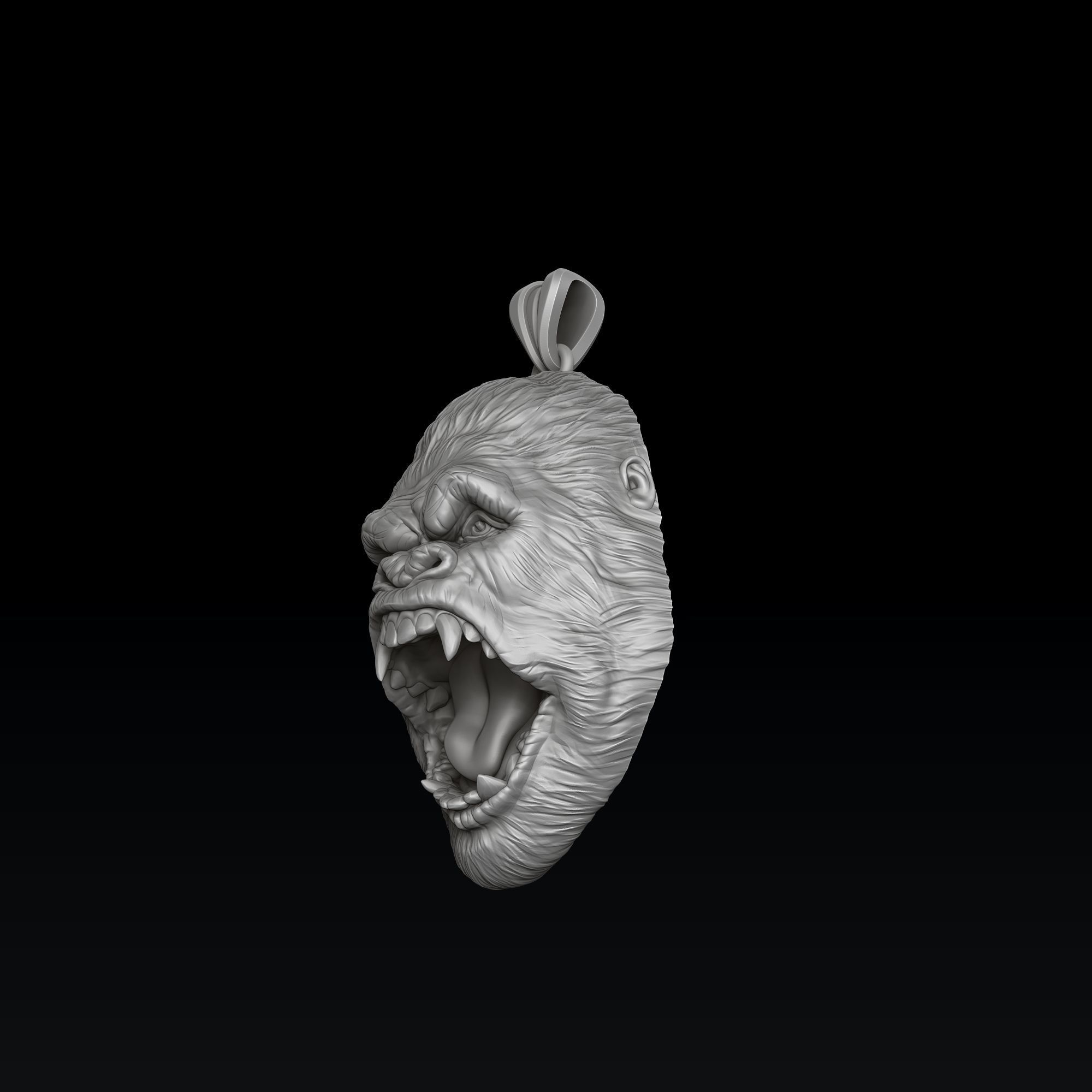 Gorilla Head Pendant V2 3D print model_4