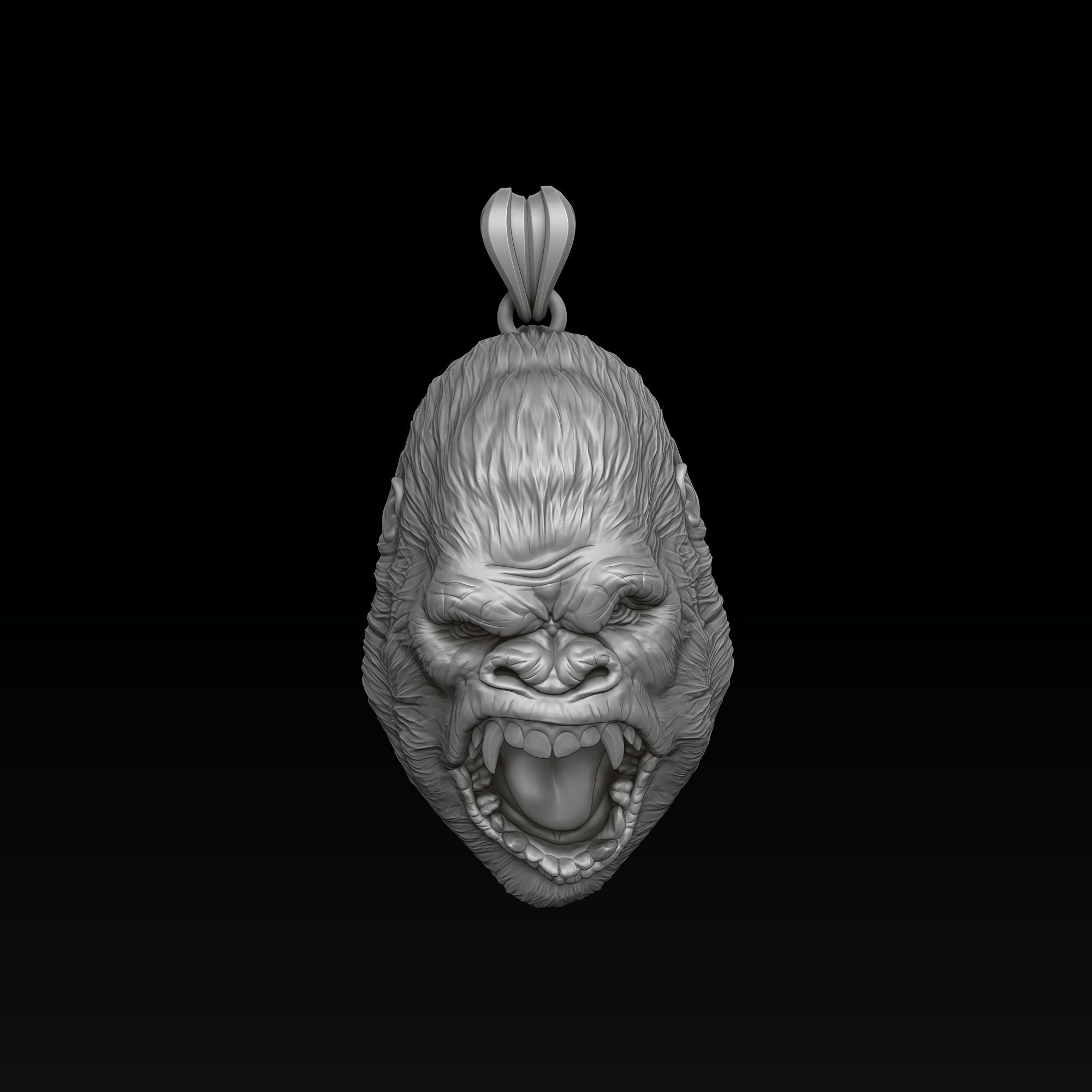Gorilla Head Pendant V2 3D print model_1