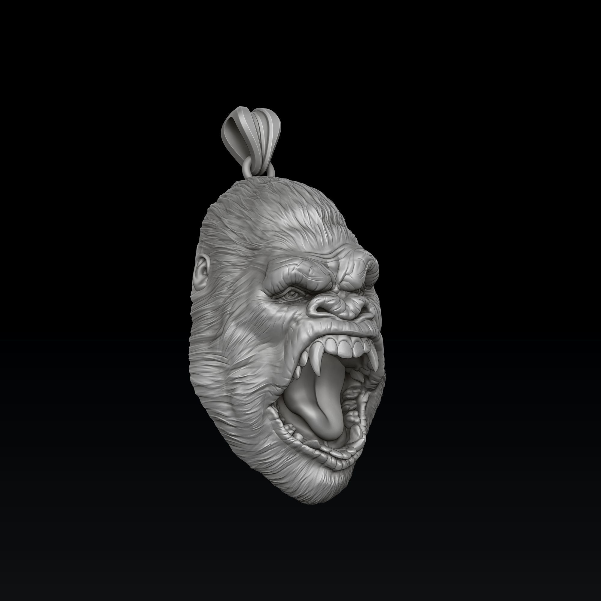 Gorilla Head Pendant V2 3D print model_5