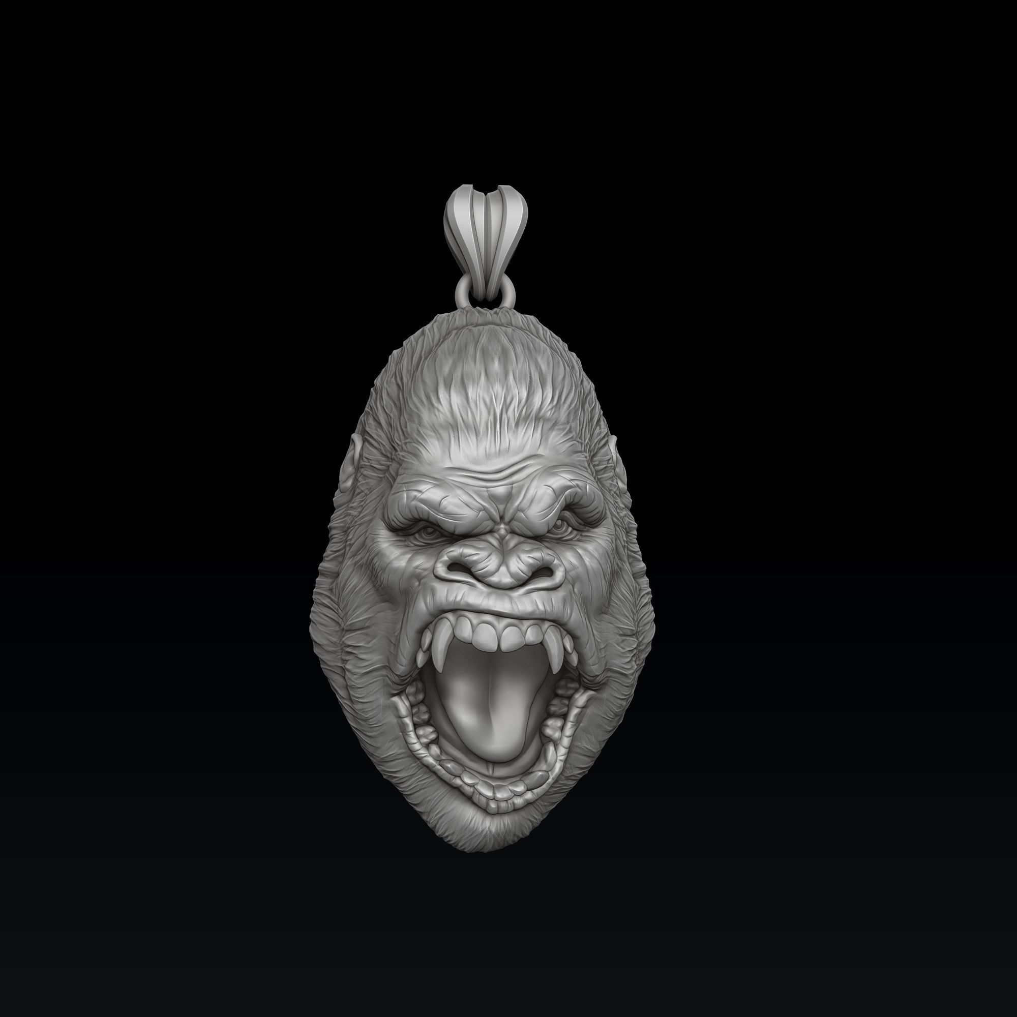 Gorilla Head Pendant V2 3D print model_3