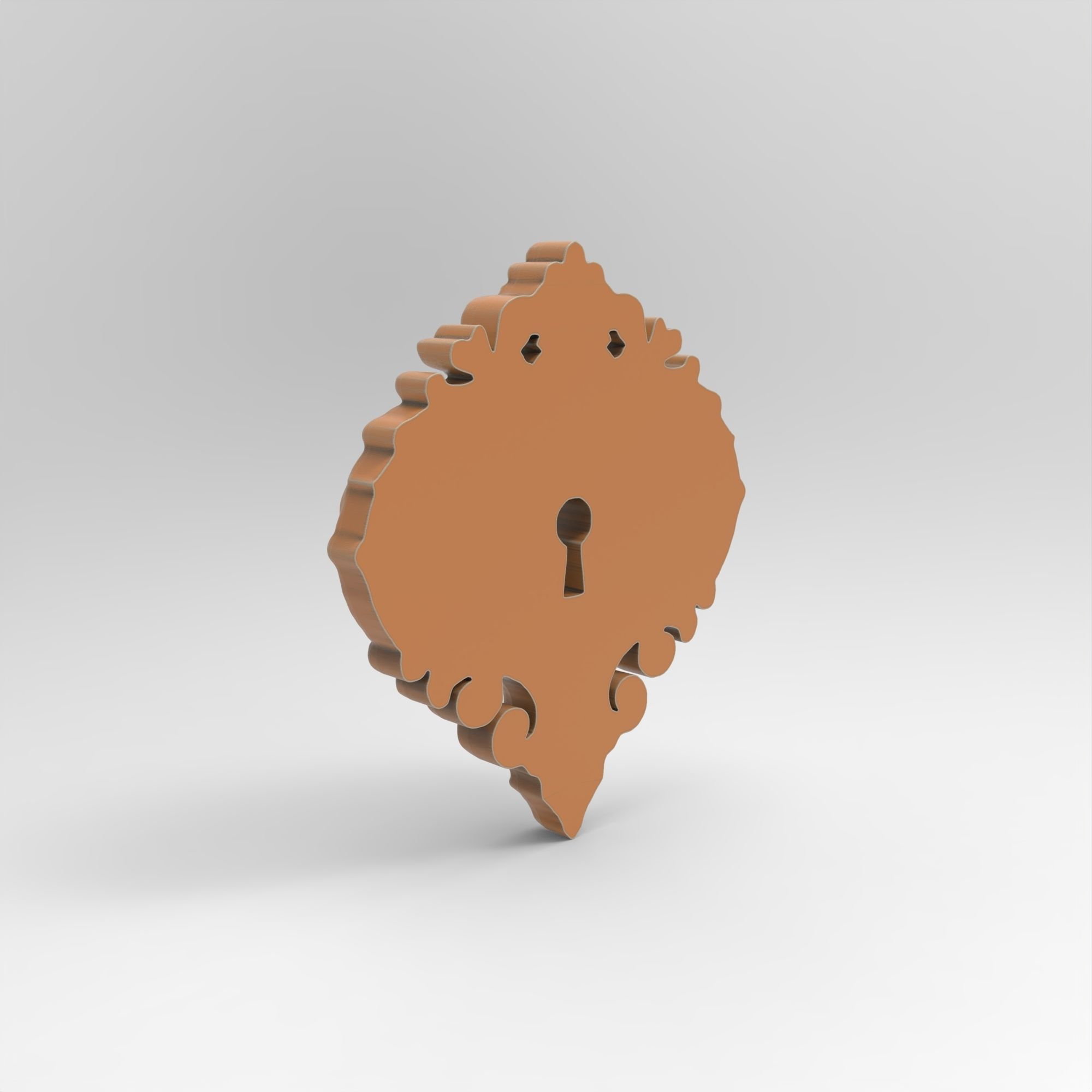 Baroque Heart Shaped Keyhole for Vintage Furniture 3D print model_3