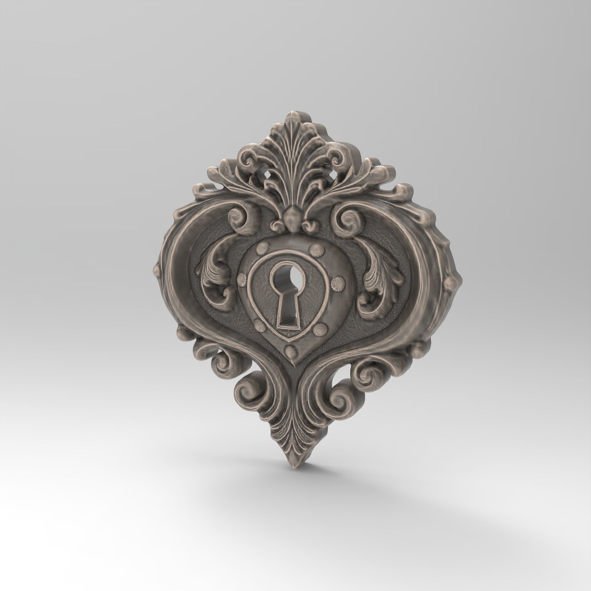 Baroque Heart Shaped Keyhole for Vintage Furniture 3D print model_4