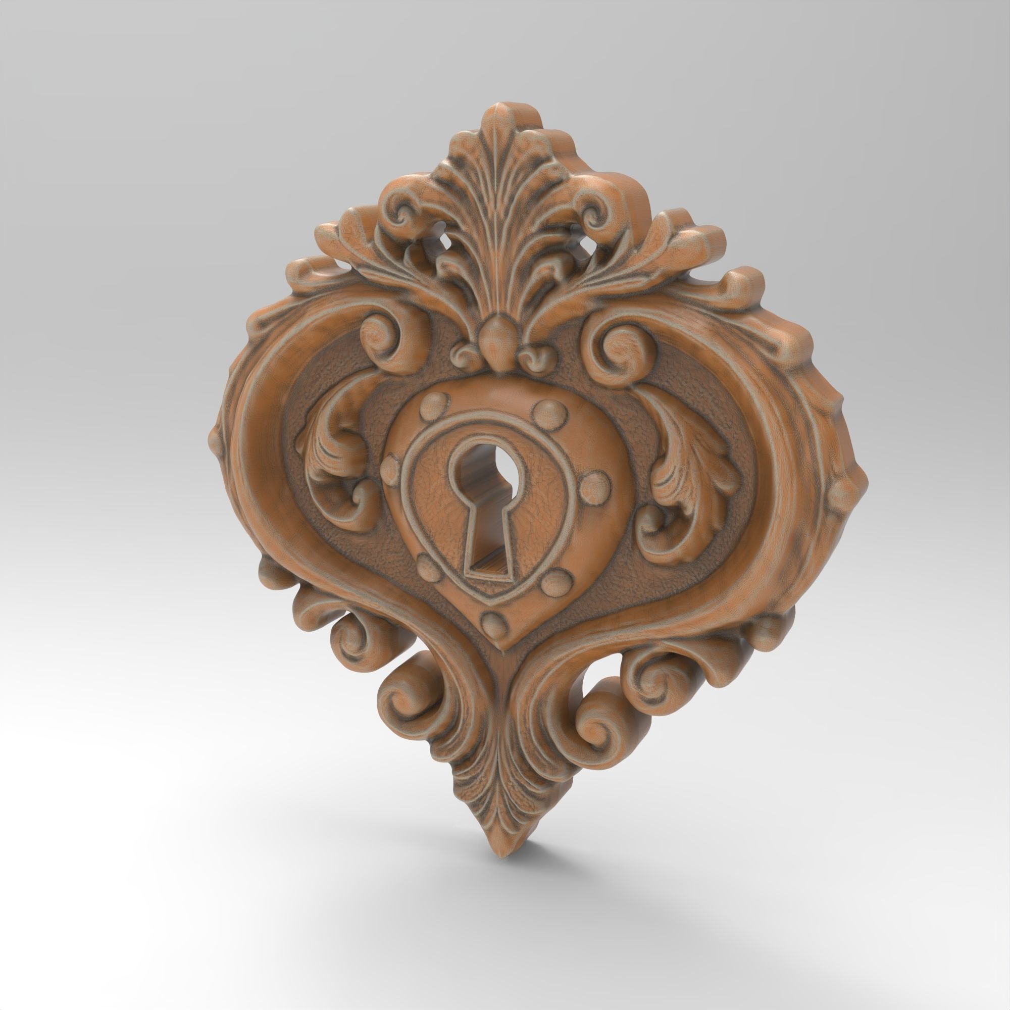 Baroque Heart Shaped Keyhole for Vintage Furniture 3D print model_1