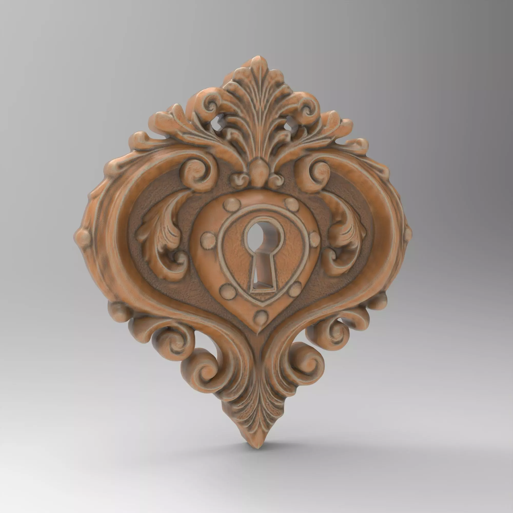 Baroque Heart Shaped Keyhole for Vintage Furniture 3D print model_0