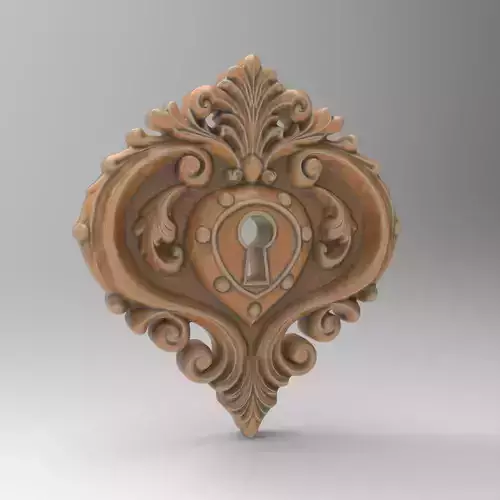 Baroque Heart Shaped Keyhole for Vintage Furniture 3D print model