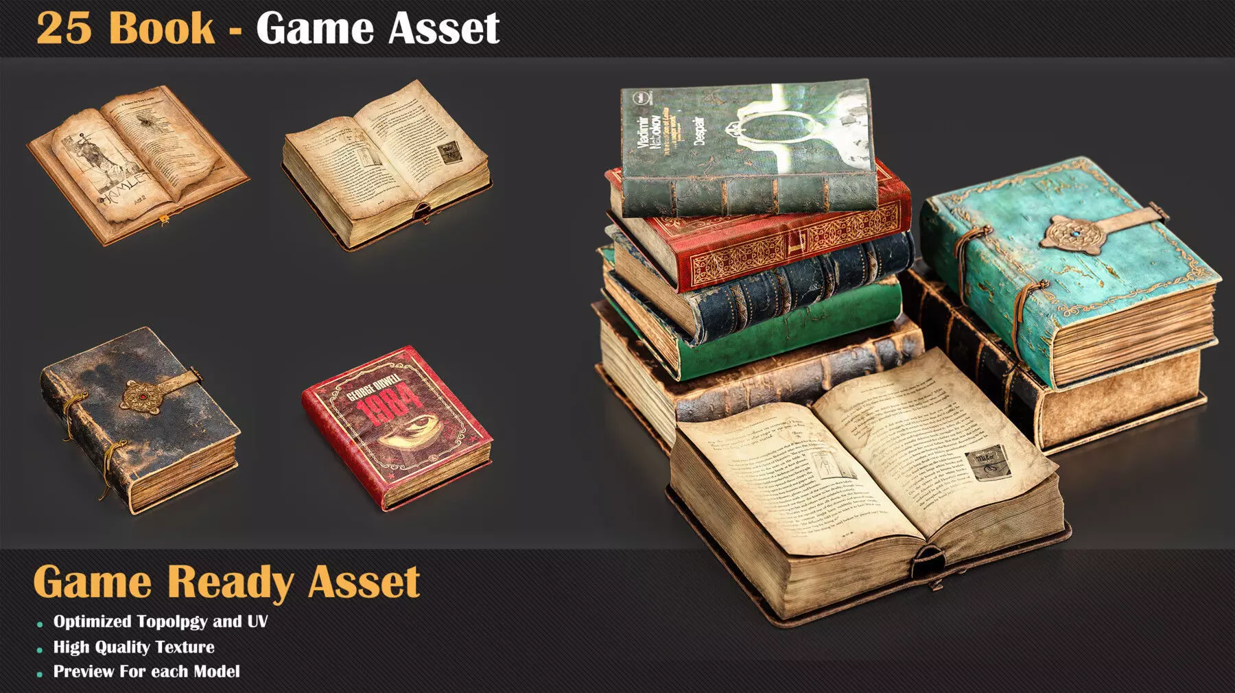 25 Book - Game Asset   3D model_0