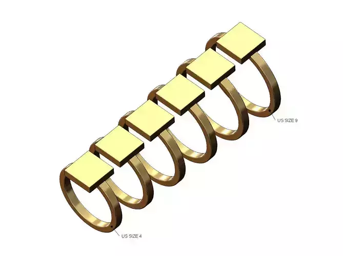 Square shaped ring US sizes 4to9