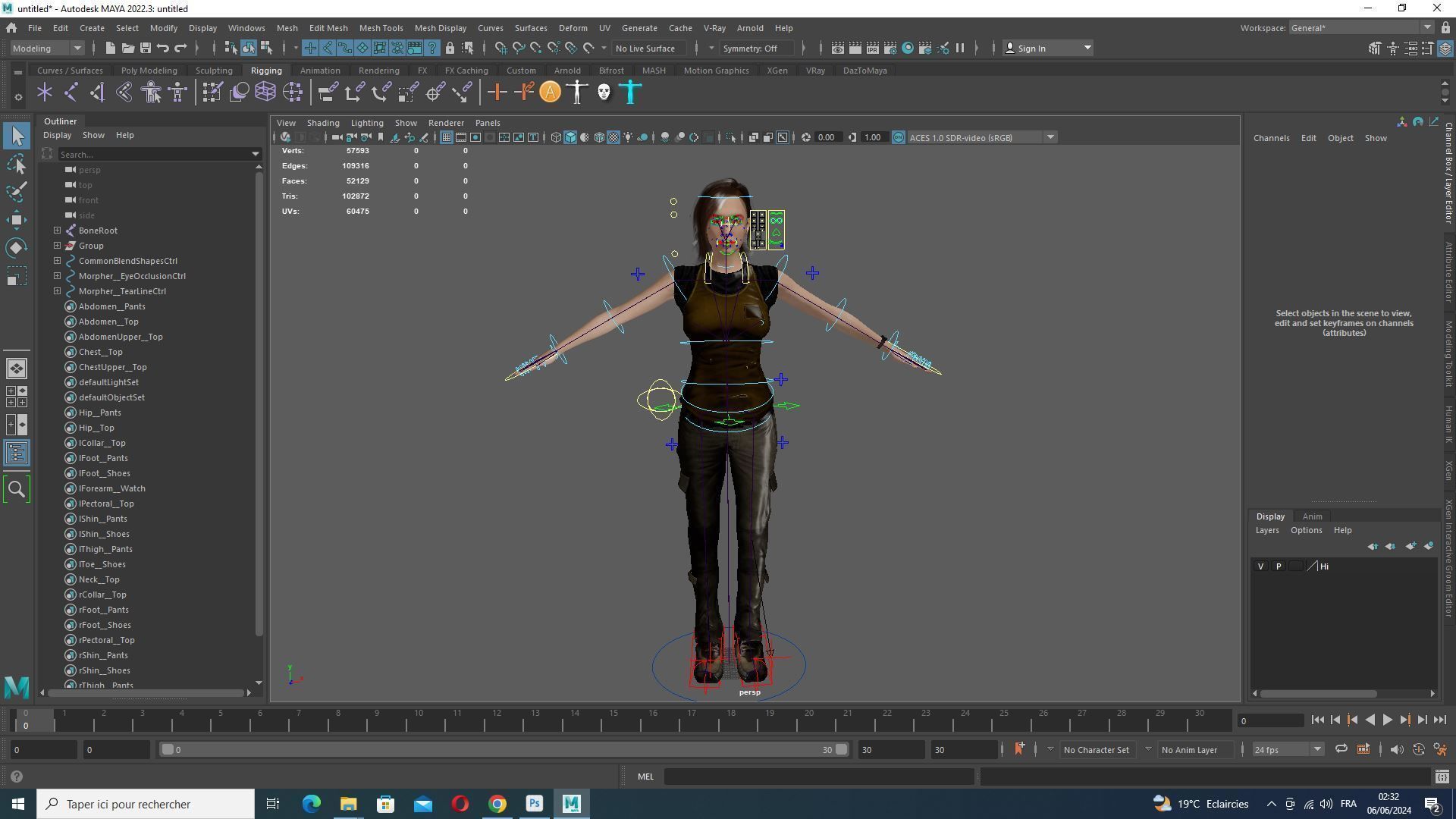 Sabrina- Realistic Woman with Repairman cloth Low-poly 3D model_27
