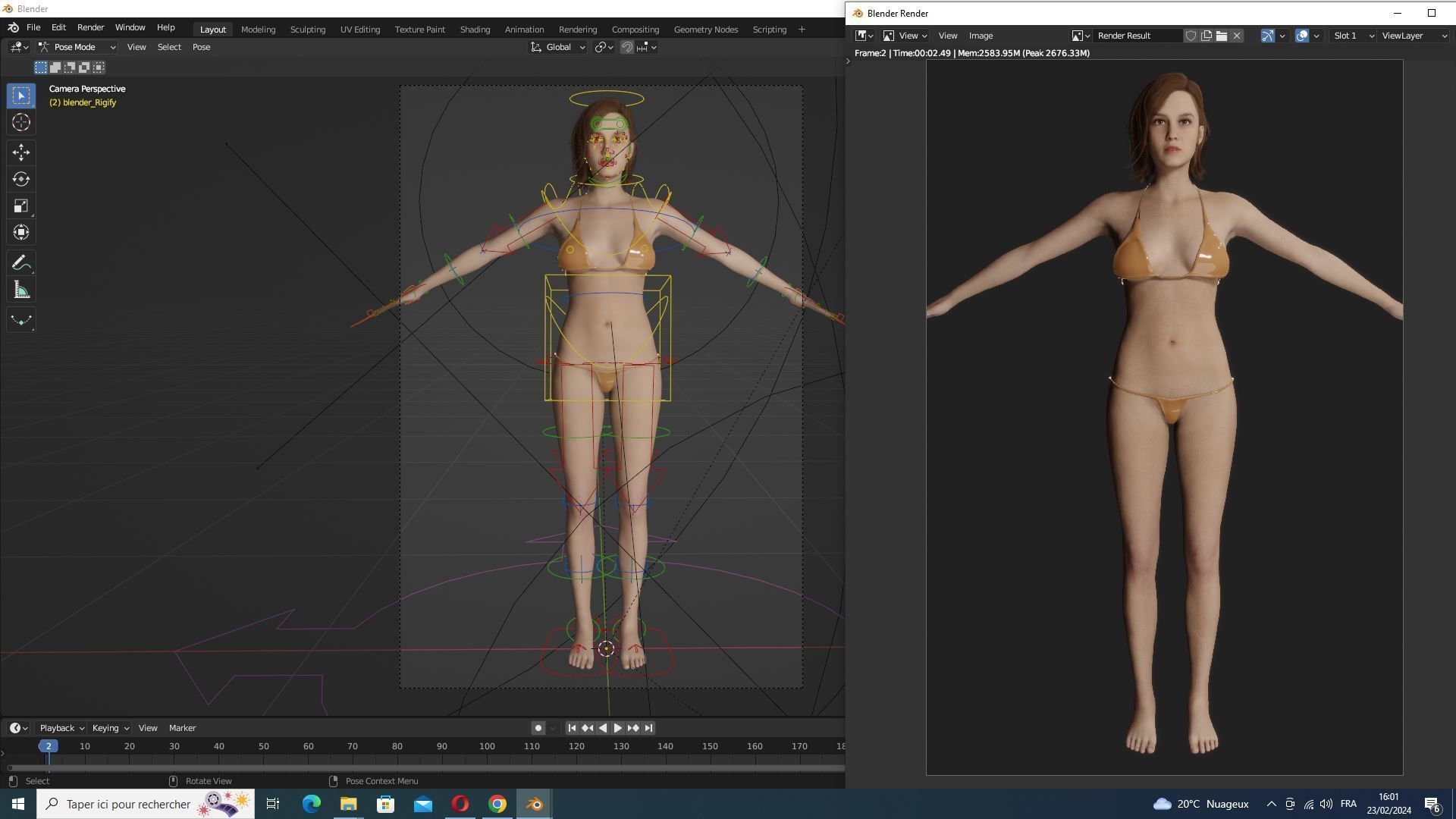 Sabrina- Realistic Woman with Repairman cloth Low-poly 3D model_20