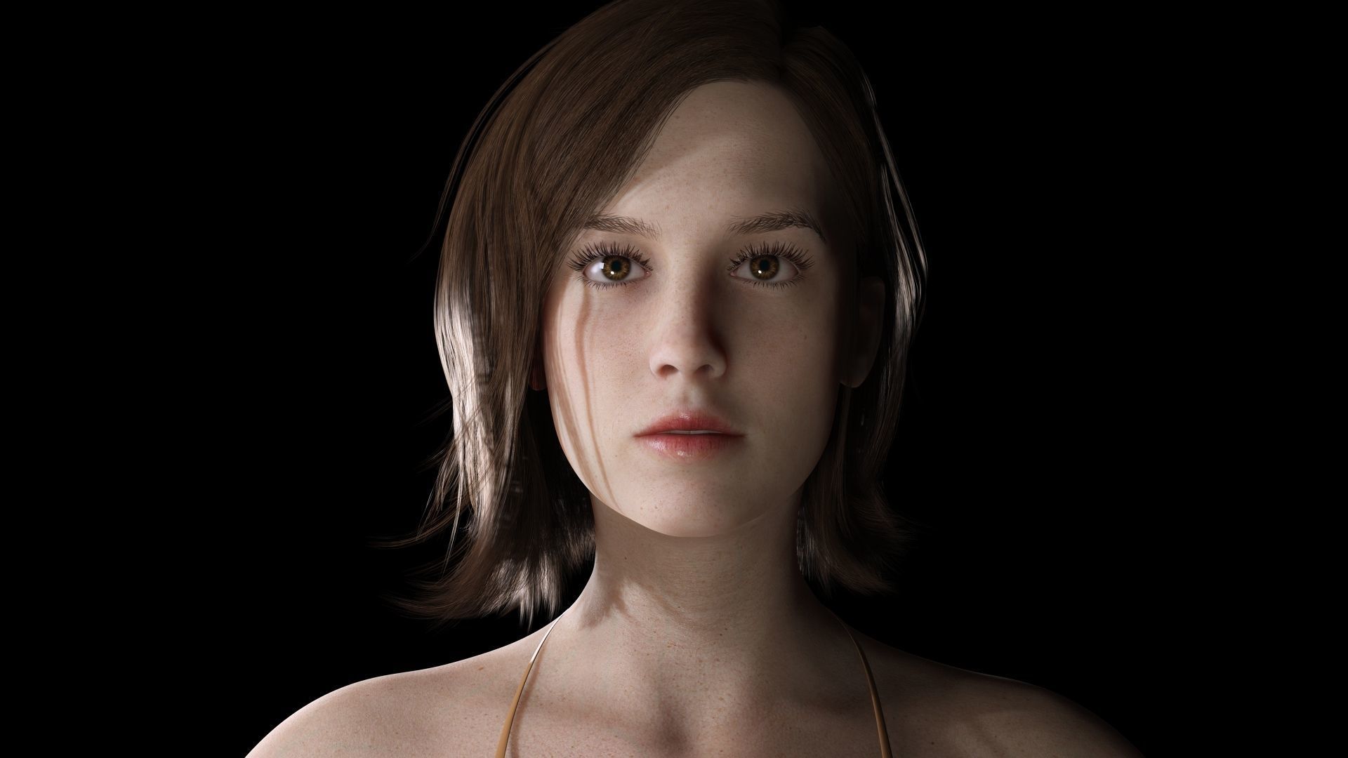 Sabrina- Realistic Woman with Repairman cloth Low-poly 3D model_10