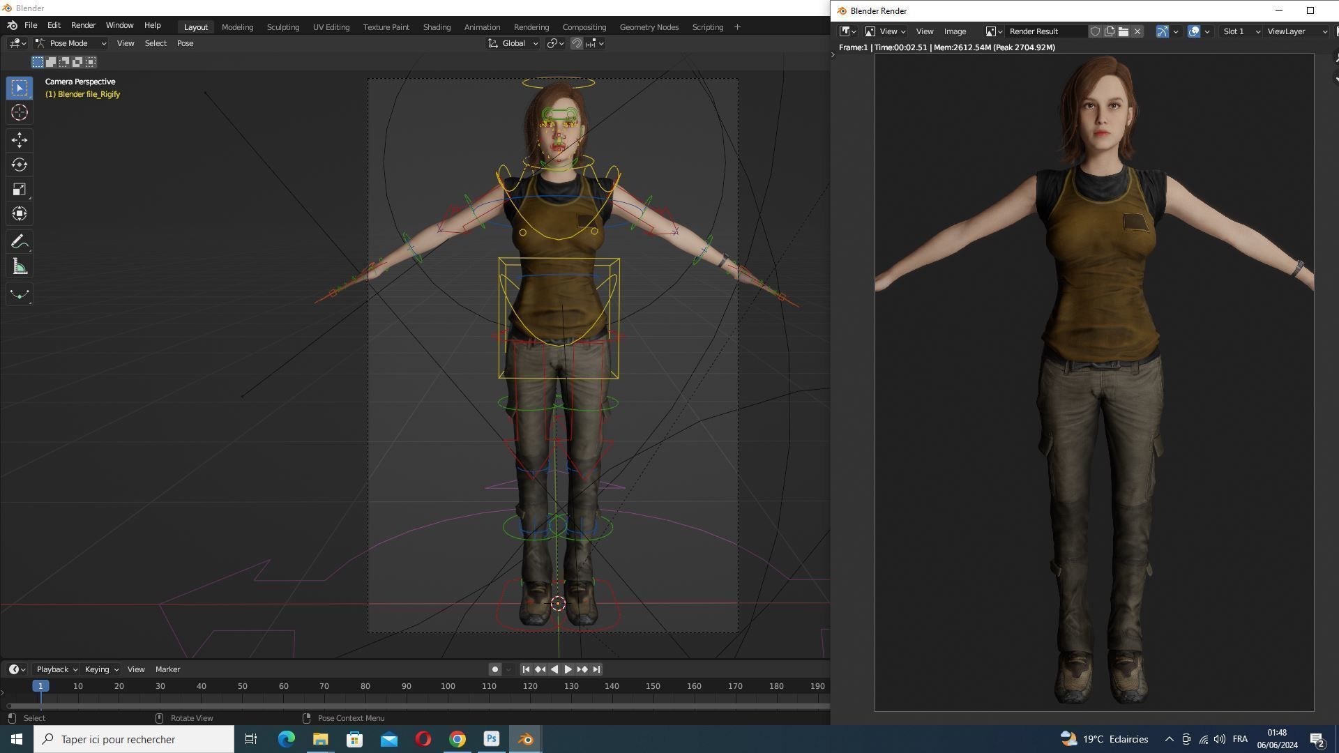 Sabrina- Realistic Woman with Repairman cloth Low-poly 3D model_22