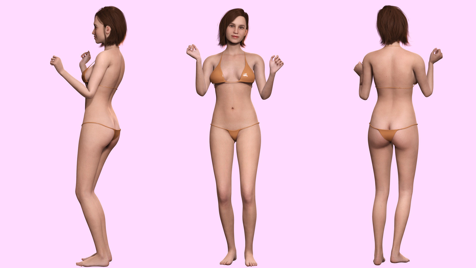 Sabrina- Realistic Woman with Repairman cloth Low-poly 3D model_7