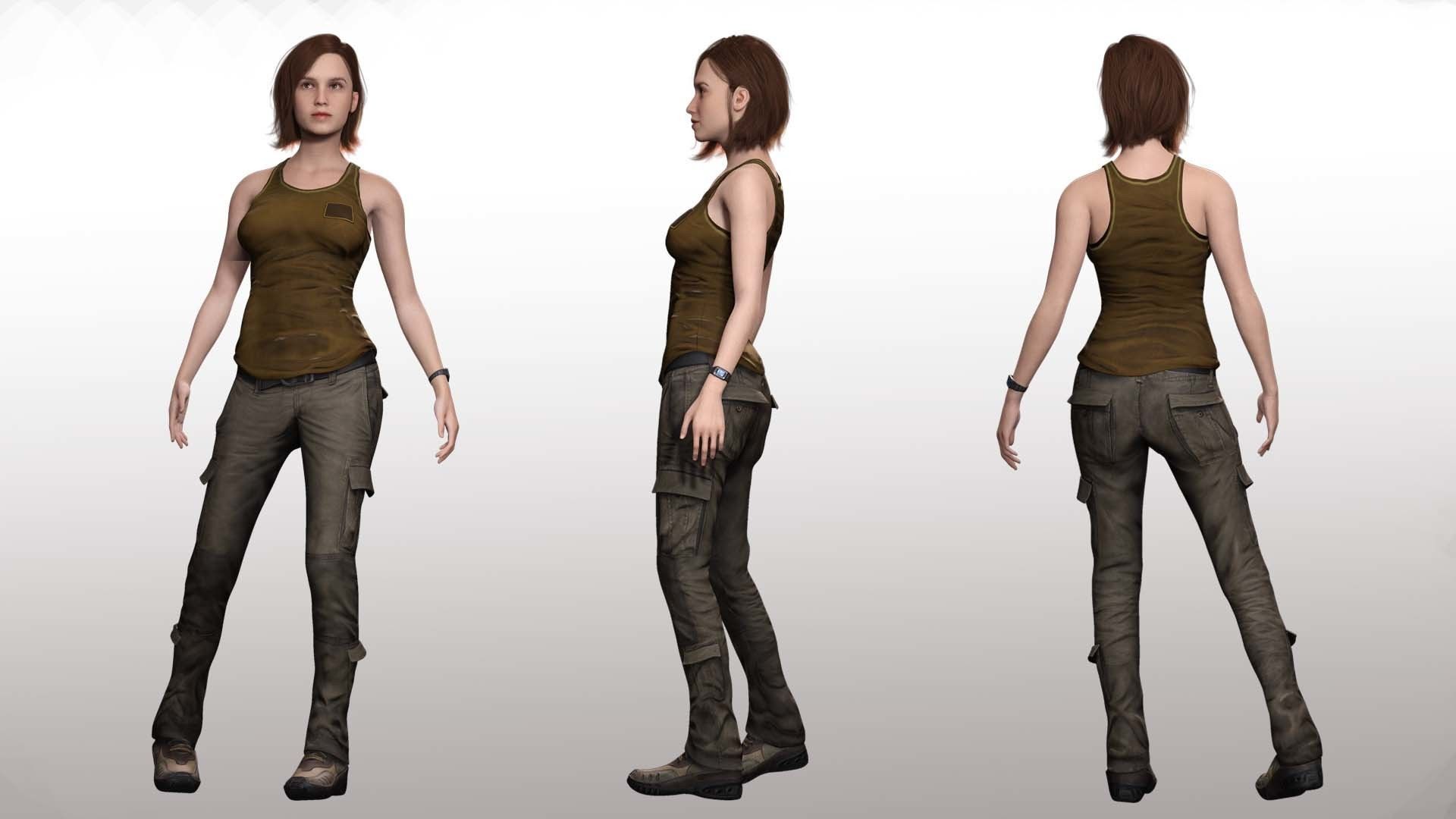 Sabrina- Realistic Woman with Repairman cloth Low-poly 3D model_2