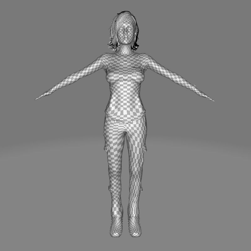 Sabrina- Realistic Woman with Repairman cloth Low-poly 3D model_28