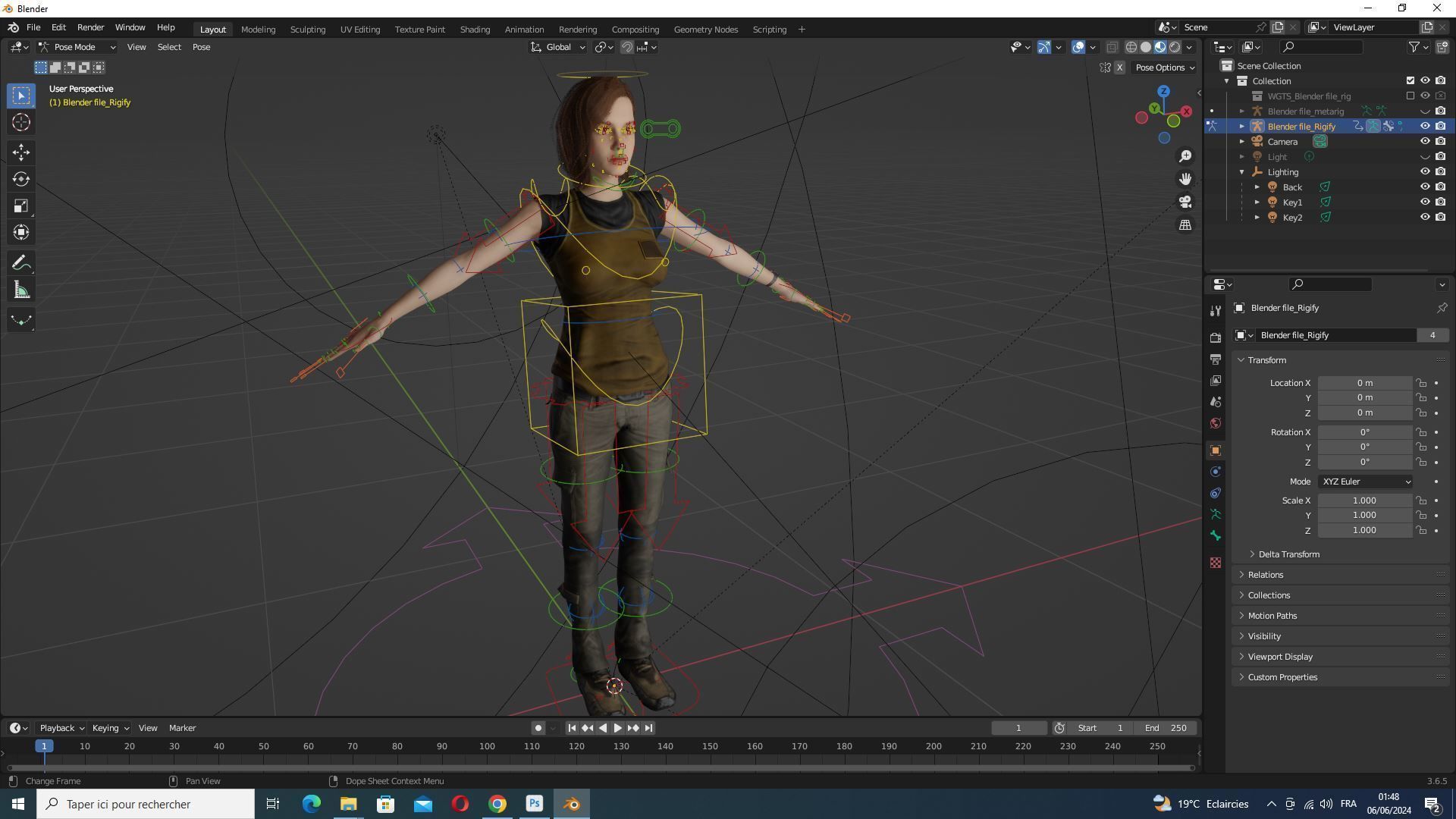 Sabrina- Realistic Woman with Repairman cloth Low-poly 3D model_21