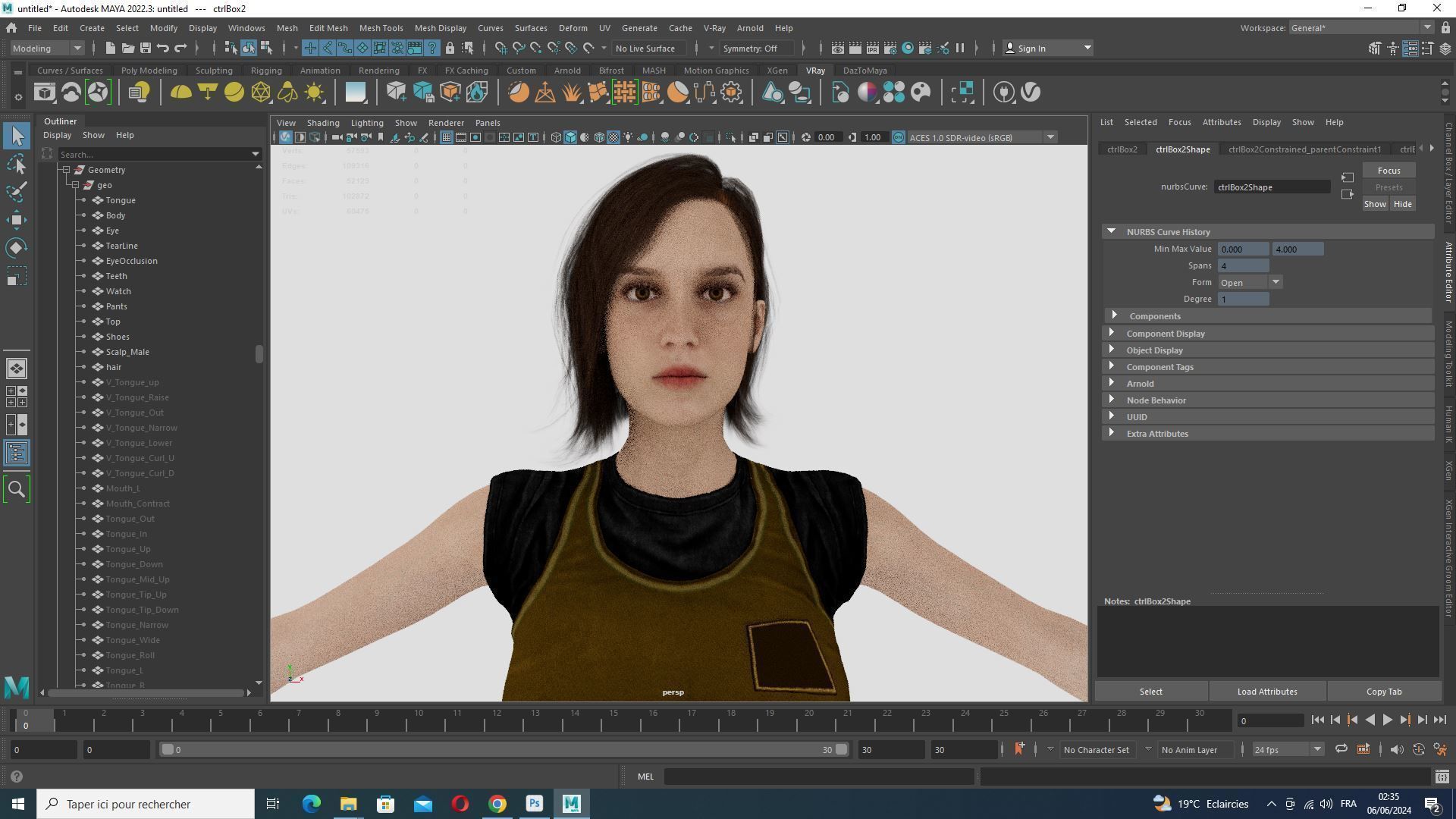 Sabrina- Realistic Woman with Repairman cloth Low-poly 3D model_26