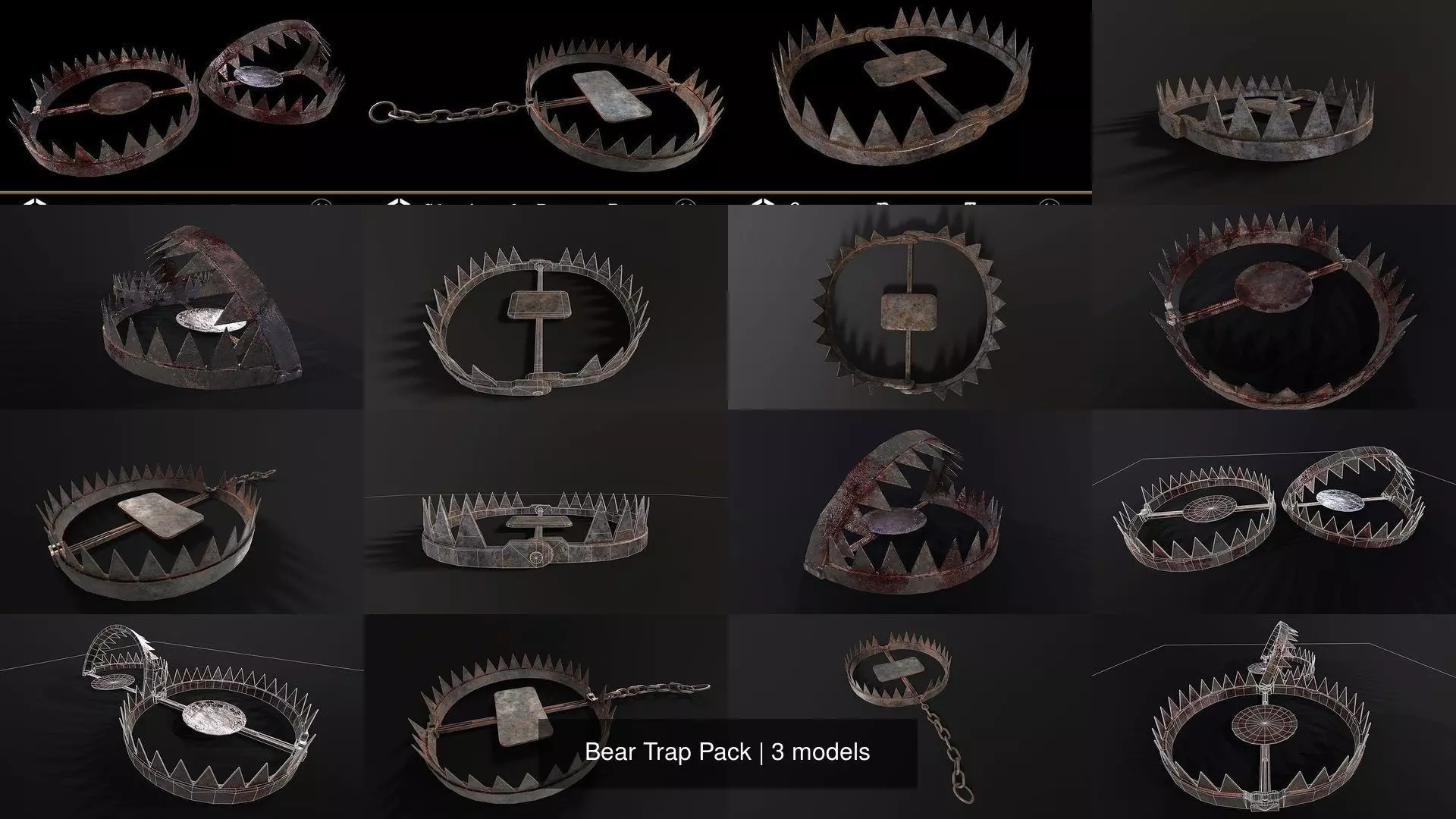 Bear Trap Pack 3D Model Collection_4