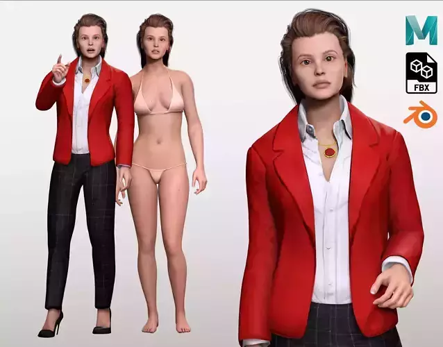 Jumana - Business Woman With Red And Black Suit