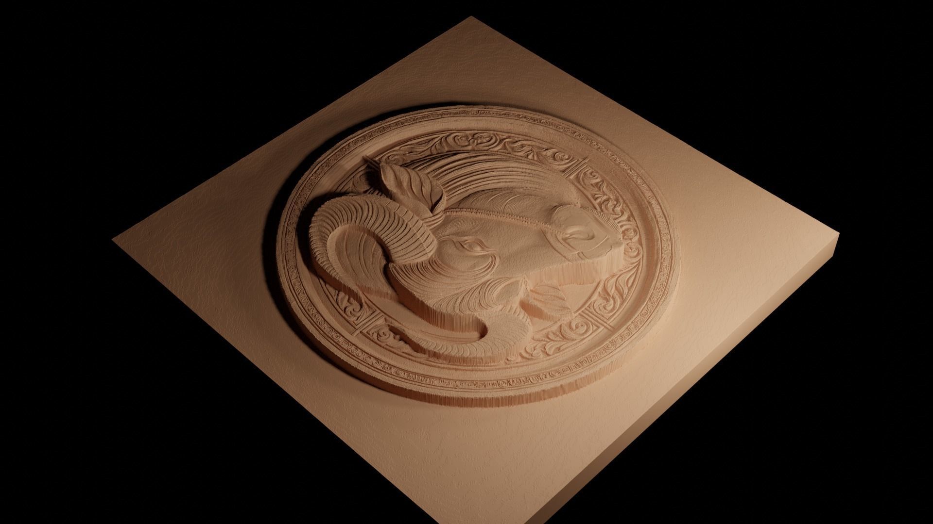 Water Buffalo CNC 3d Print High Relief Sand Casting 3D print model_4