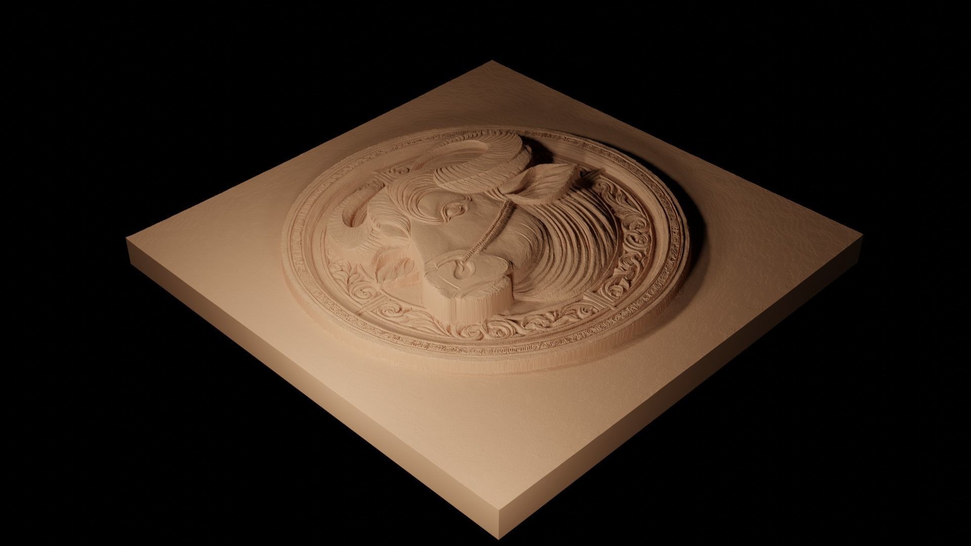 Water Buffalo CNC 3d Print High Relief Sand Casting 3D print model_2