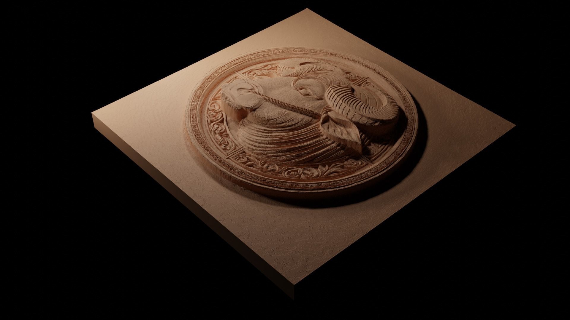 Water Buffalo CNC 3d Print High Relief Sand Casting 3D print model_1