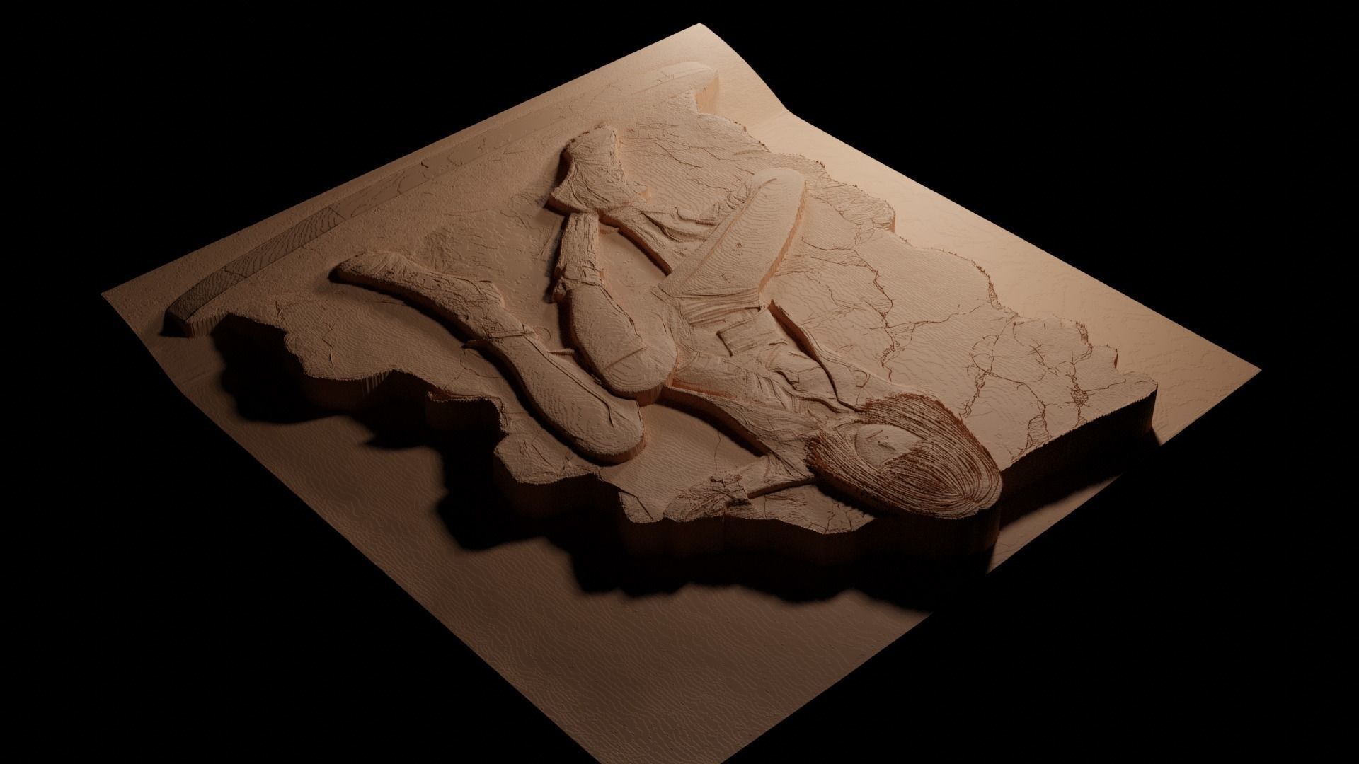 Touka Kirishima CNC 3d Print High Relief Sand Casting 3D print model_3