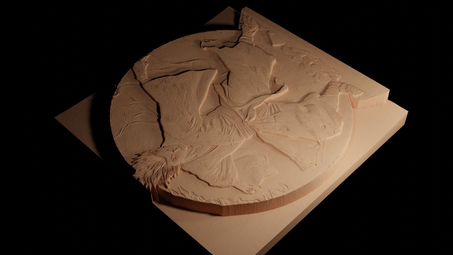 Tanjiro Kamado CNC 3d Print High Relief Sand Casting 3D print model_4