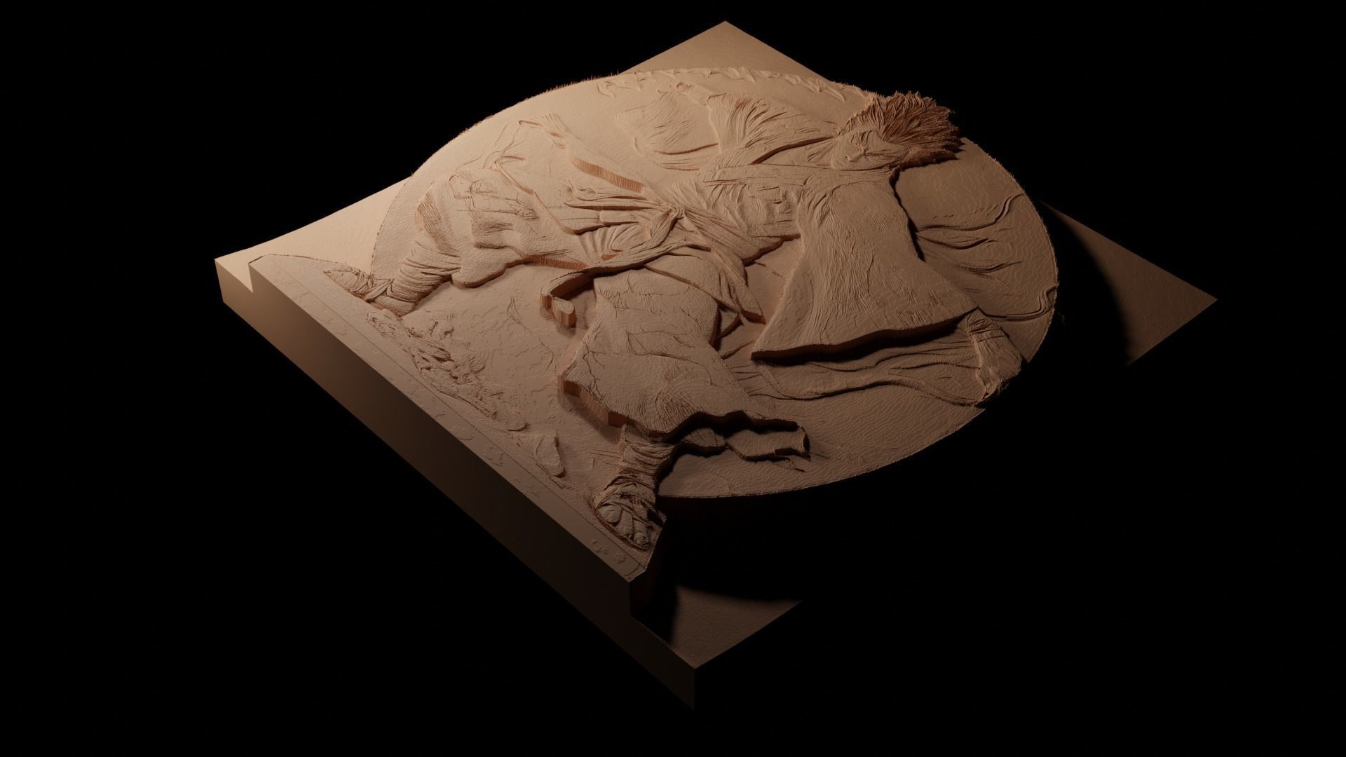 Tanjiro Kamado CNC 3d Print High Relief Sand Casting 3D print model_1