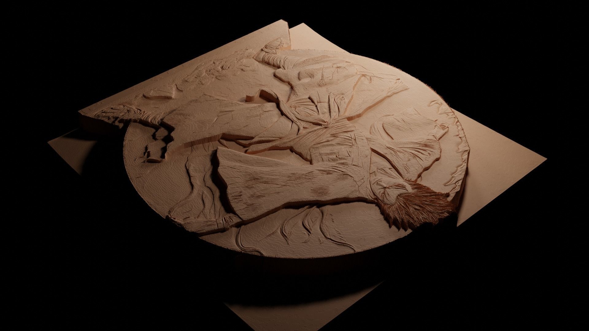 Tanjiro Kamado CNC 3d Print High Relief Sand Casting 3D print model_3