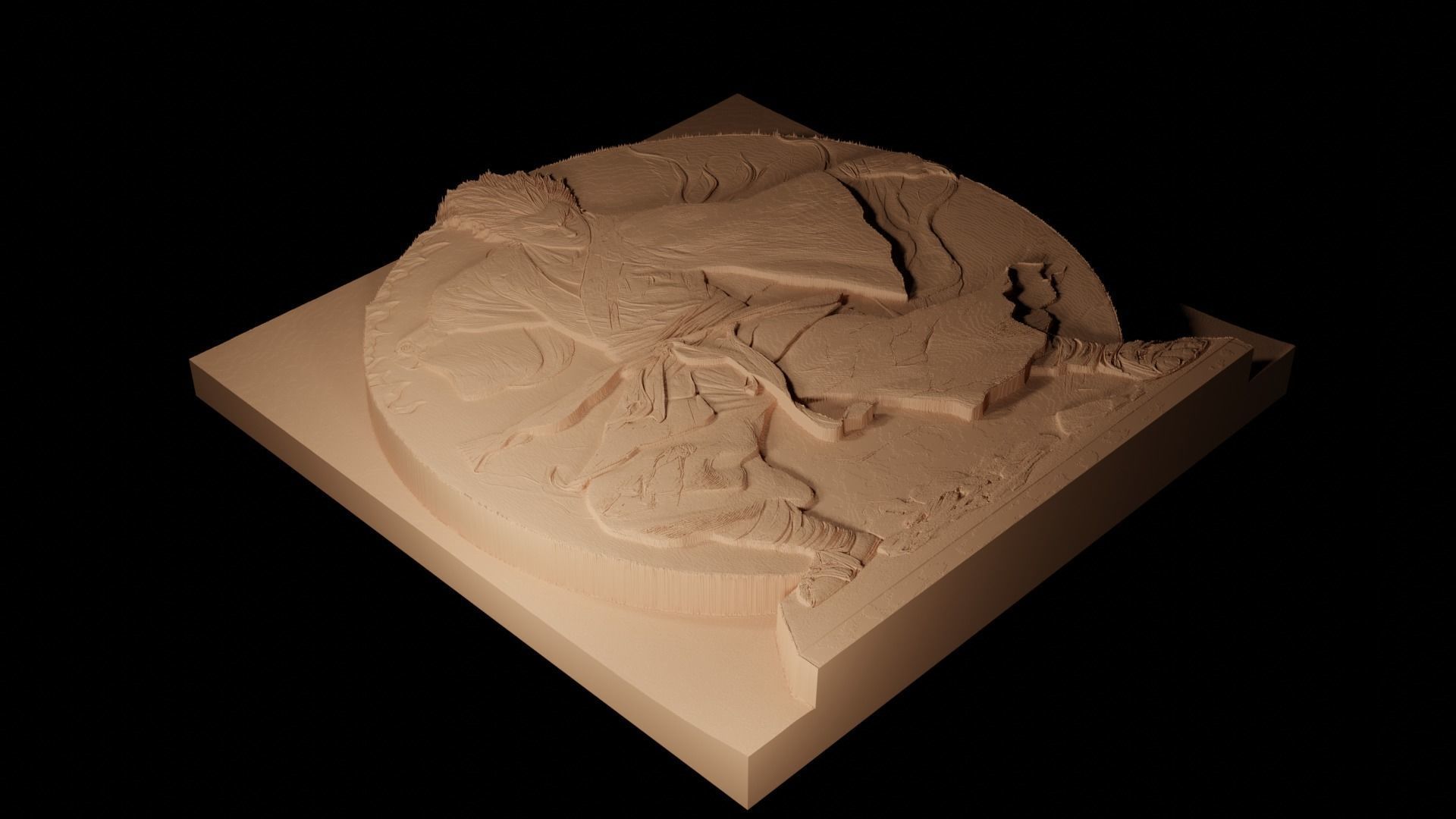 Tanjiro Kamado CNC 3d Print High Relief Sand Casting 3D print model_2