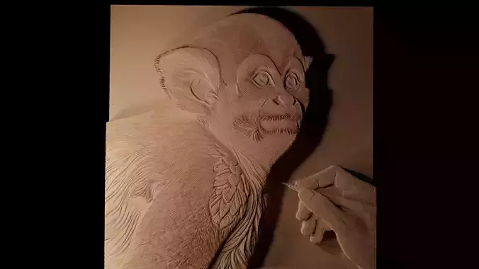 Squirrel Monkey CNC 3d Print High Relief Sand Casting