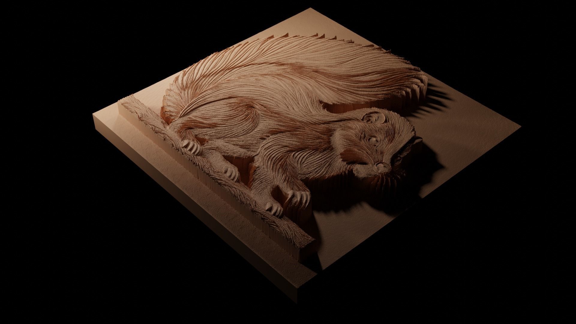 Skunk CNC 3d Print High Relief Sand Casting 3D print model_1