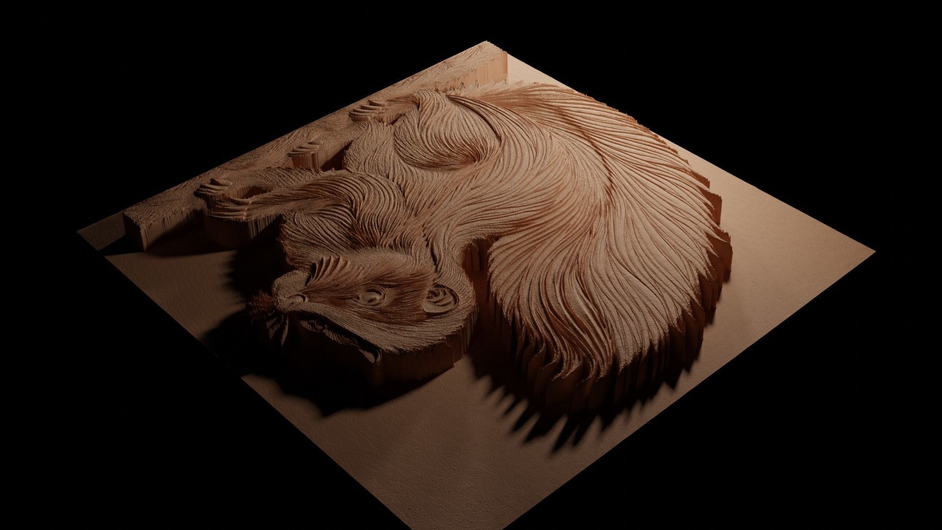 Skunk CNC 3d Print High Relief Sand Casting 3D print model_3